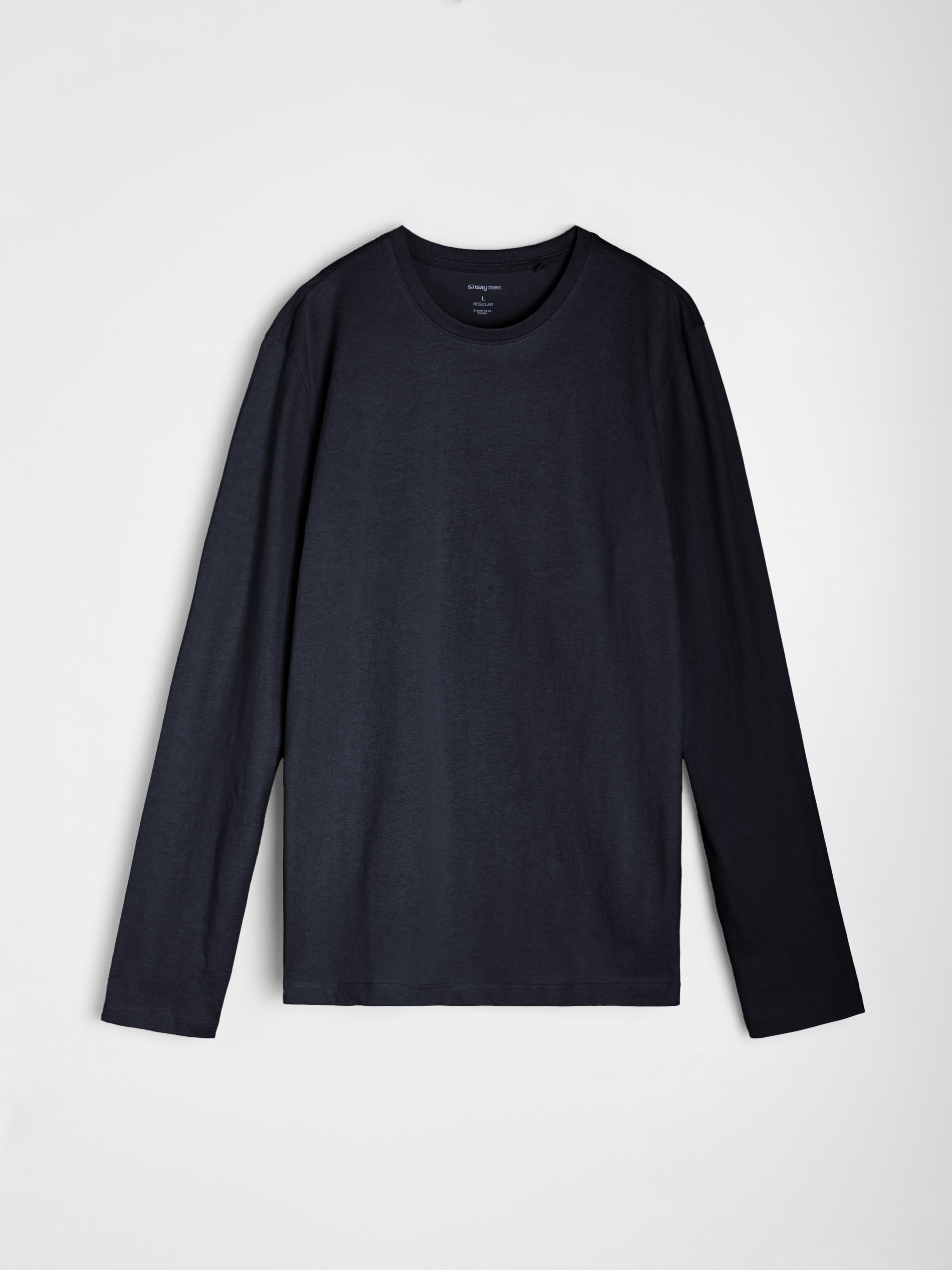 Sinsay - Bawełniana koszulka z długimi rękawami - granatowy