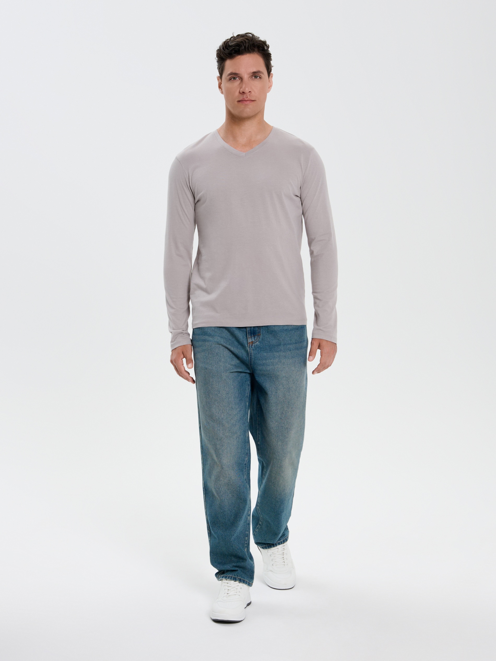 Sinsay - Βαμβακερό basic μπλουζάκι - κρεμ φωτογραφία