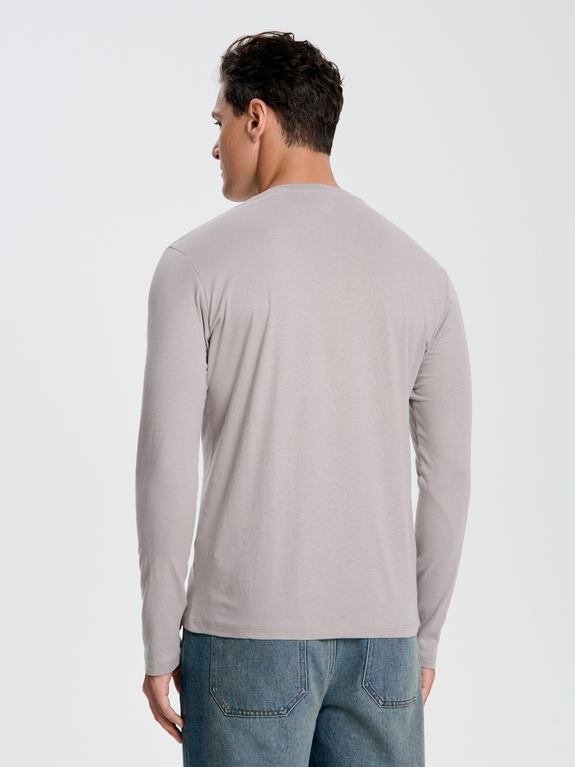 Sinsay - Βαμβακερό basic μπλουζάκι - κρεμ φωτογραφία