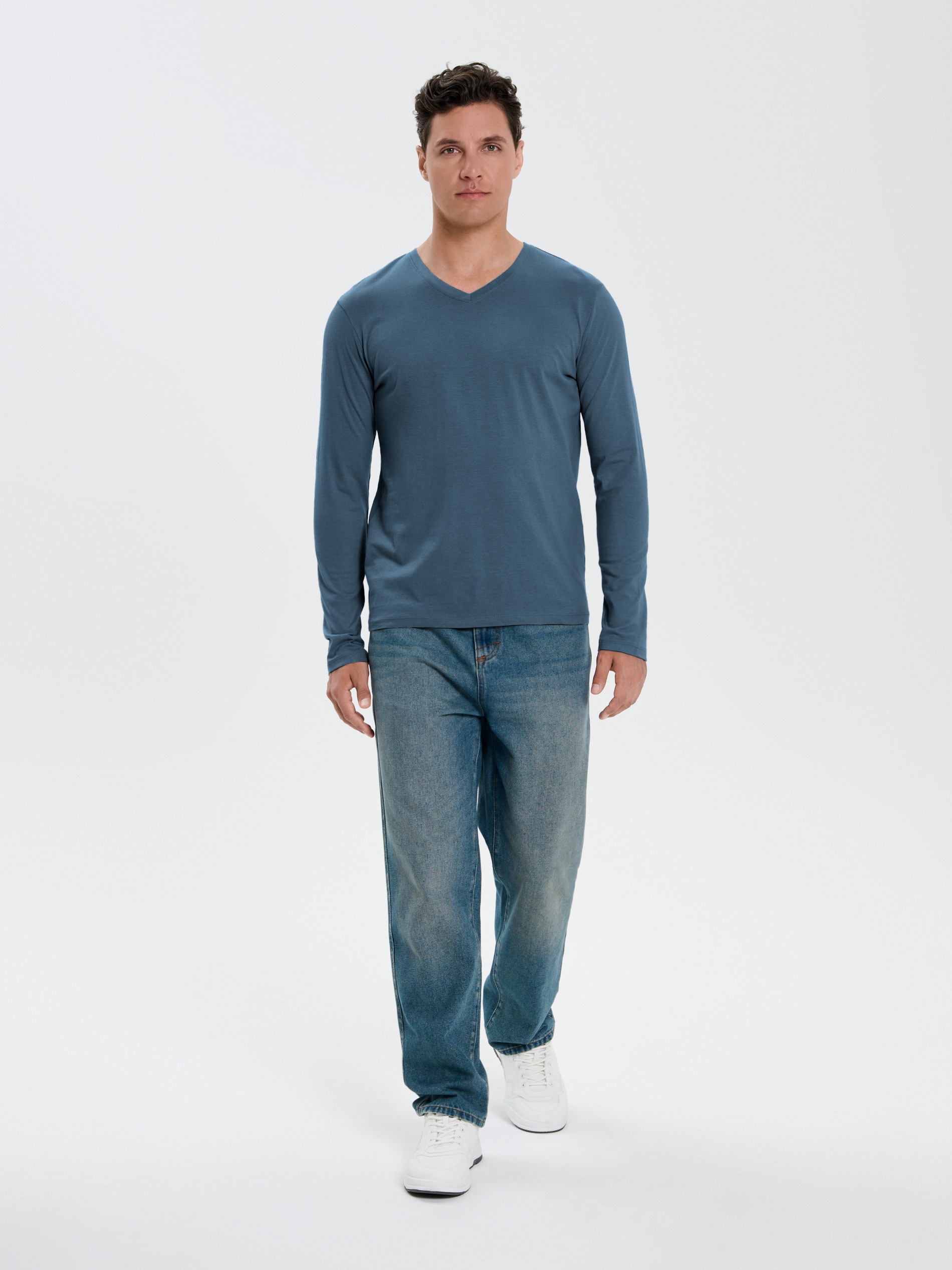 Sinsay - Βαμβακερό basic μπλουζάκι - λουλακι φωτογραφία