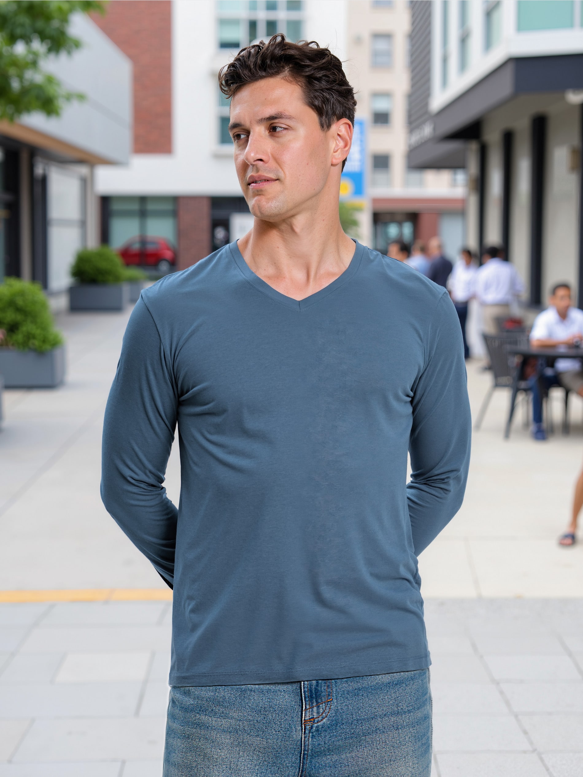 Sinsay - Βαμβακερό basic μπλουζάκι - λουλακι φωτογραφία