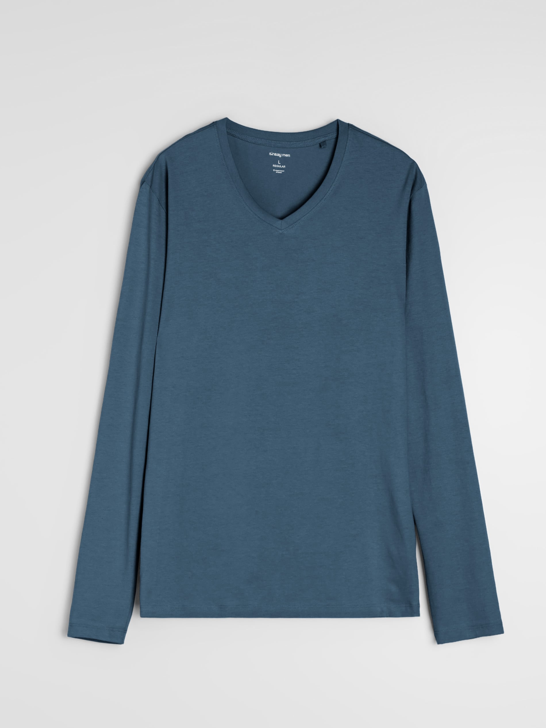 Sinsay - Βαμβακερό basic μπλουζάκι - λουλακι φωτογραφία