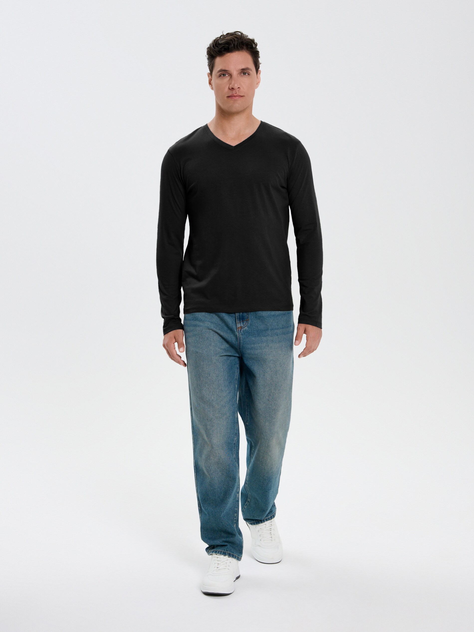 Sinsay - Βαμβακερό basic μπλουζάκι - μαυρο φωτογραφία