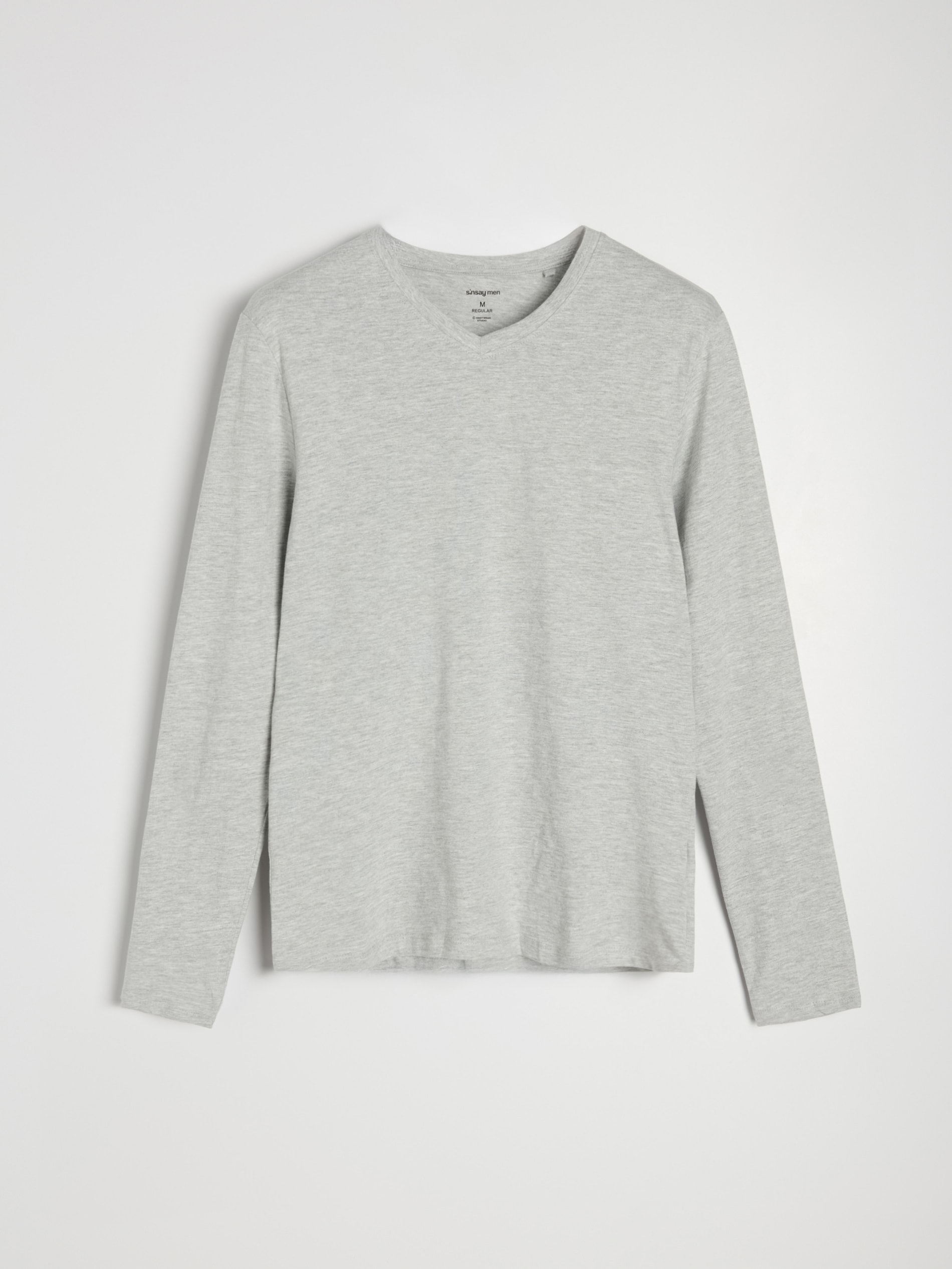 Sinsay - Βαμβακερό basic μπλουζάκι - ανοιχτό γκρι φωτογραφία