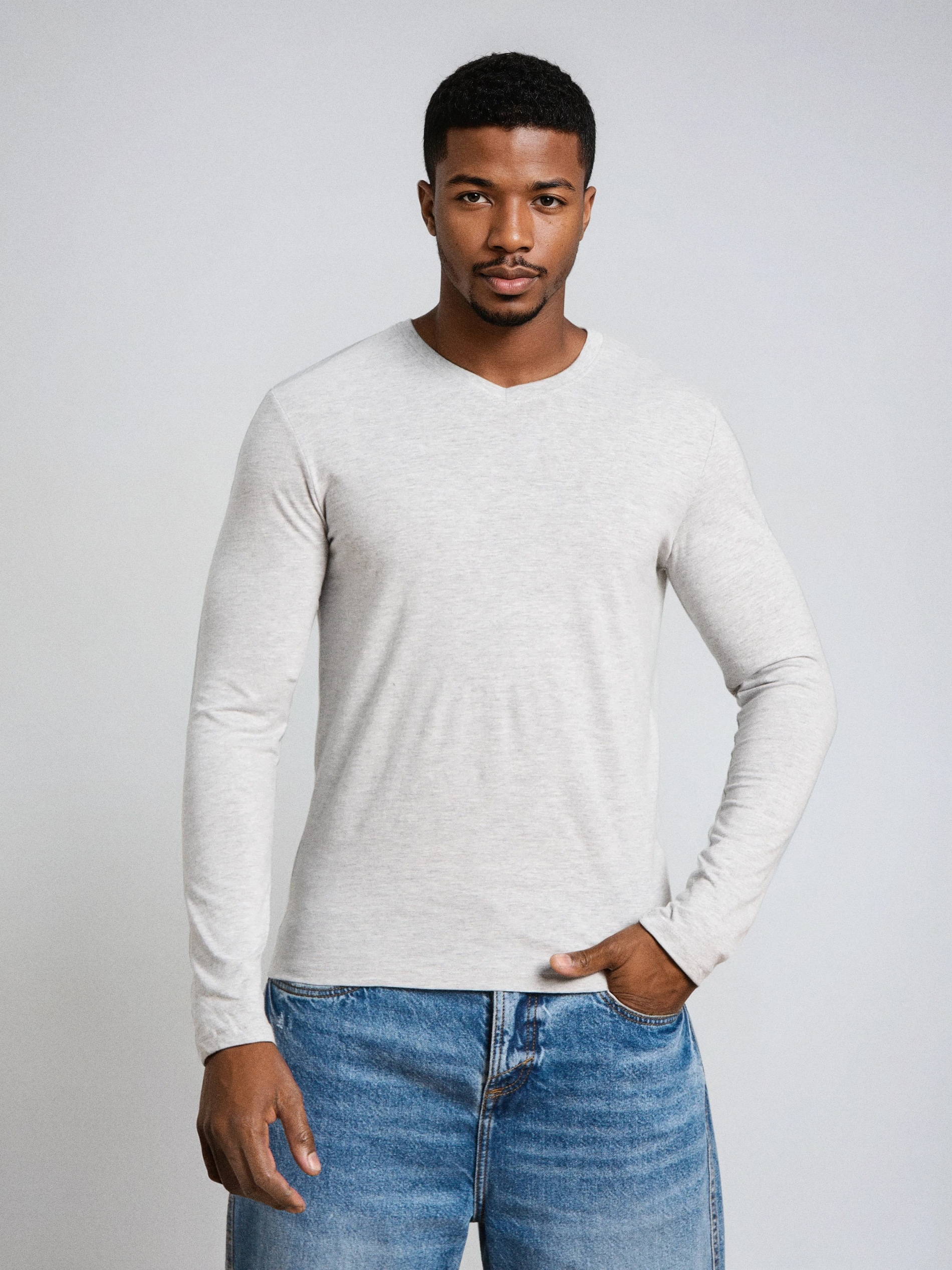 Sinsay - Βαμβακερό basic μπλουζάκι - ανοιχτό γκρι φωτογραφία