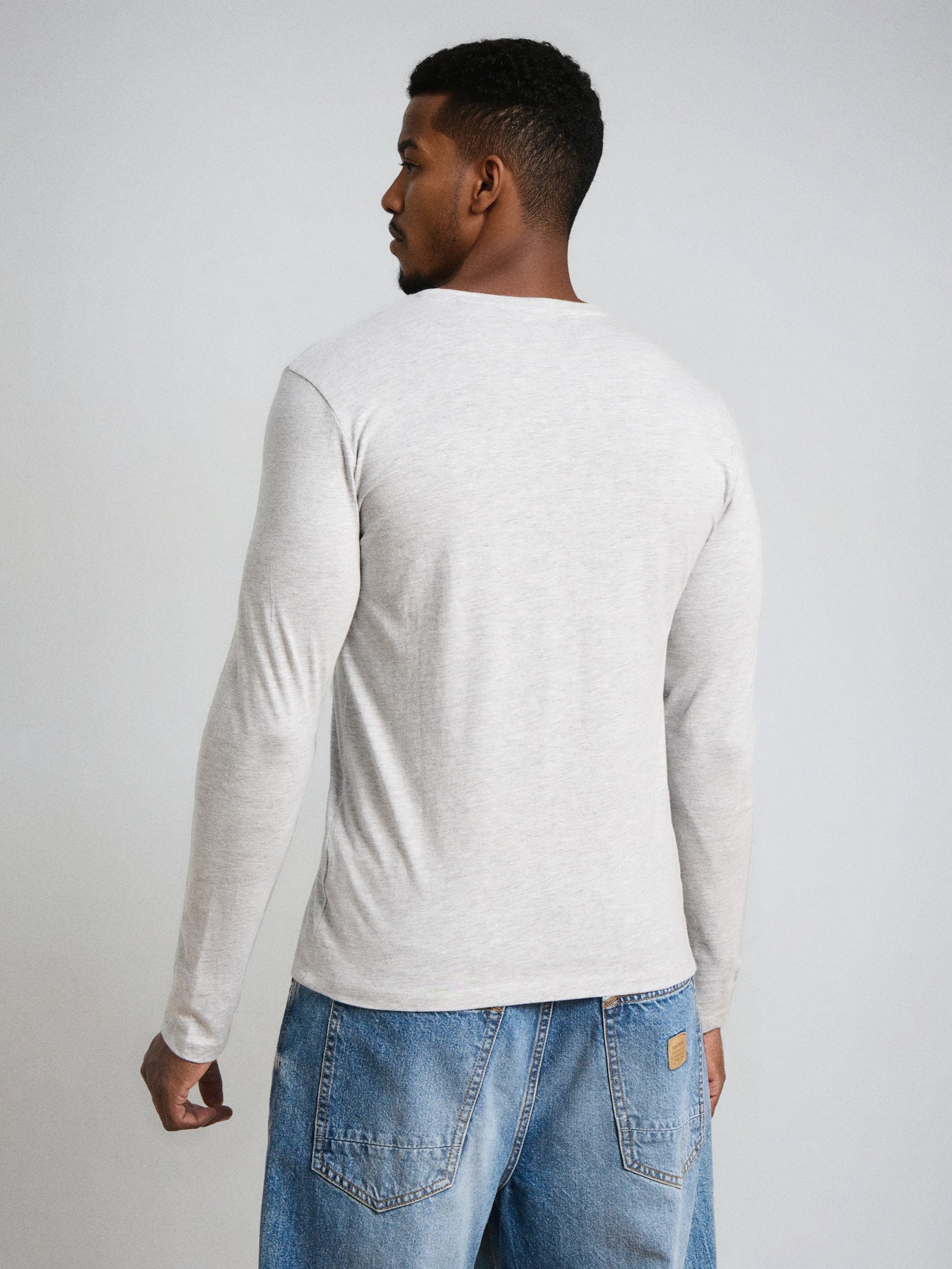 Sinsay - Βαμβακερό basic μπλουζάκι - ανοιχτό γκρι φωτογραφία