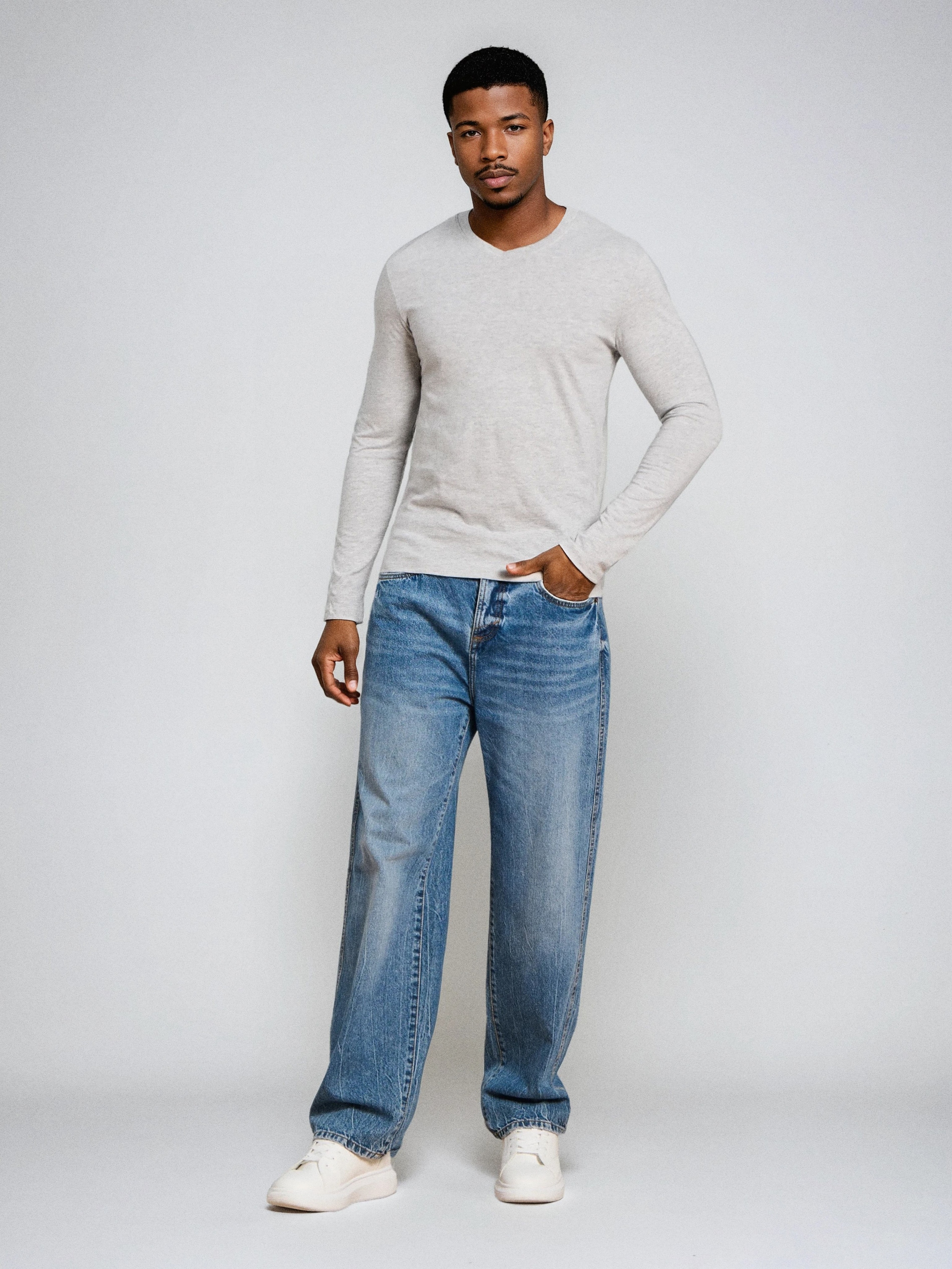 Sinsay - Βαμβακερό basic μπλουζάκι - ανοιχτό γκρι φωτογραφία