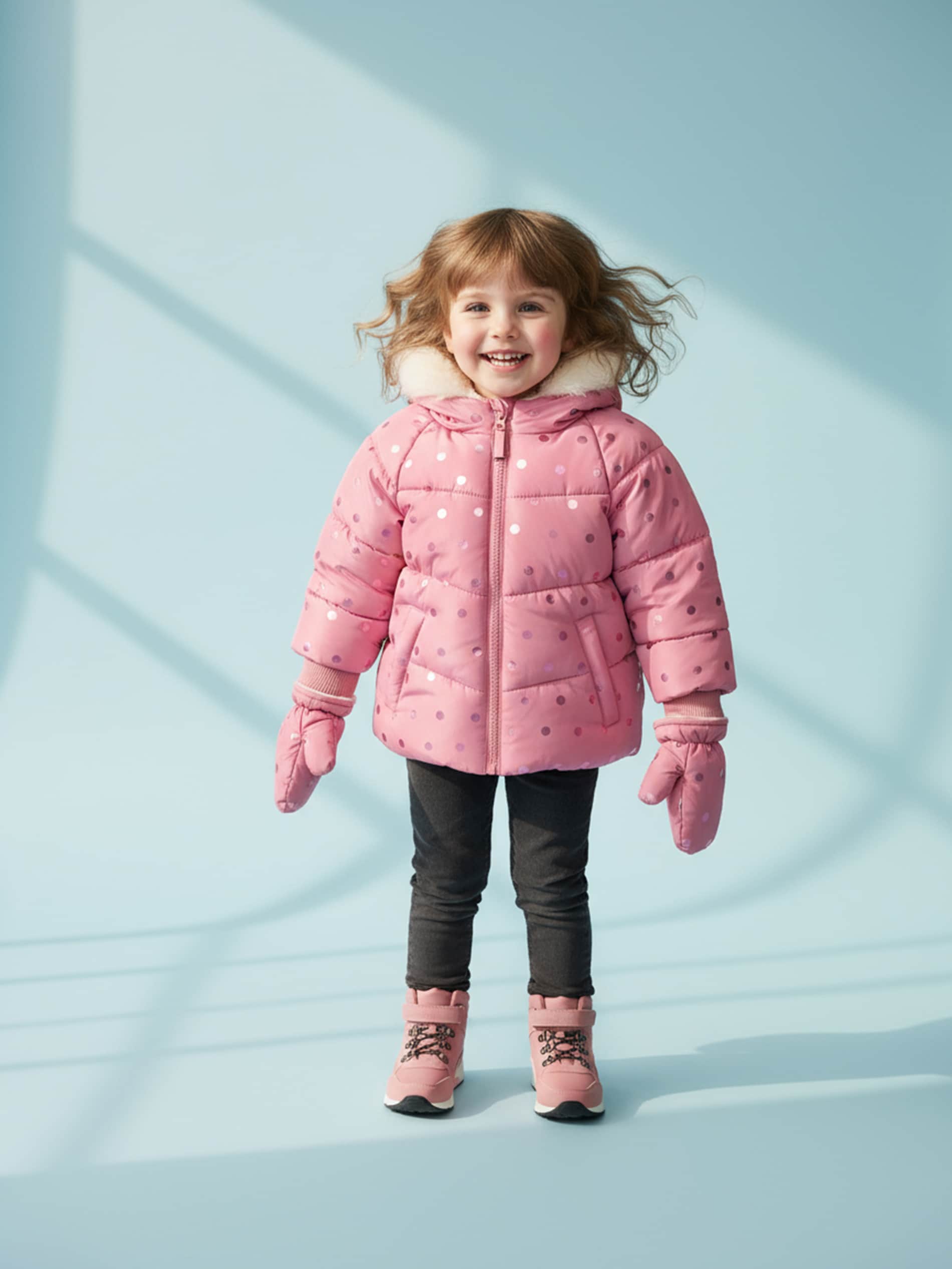 Sinsay - Kurtka ocieplana z kapturem i rękawiczkami - begonia