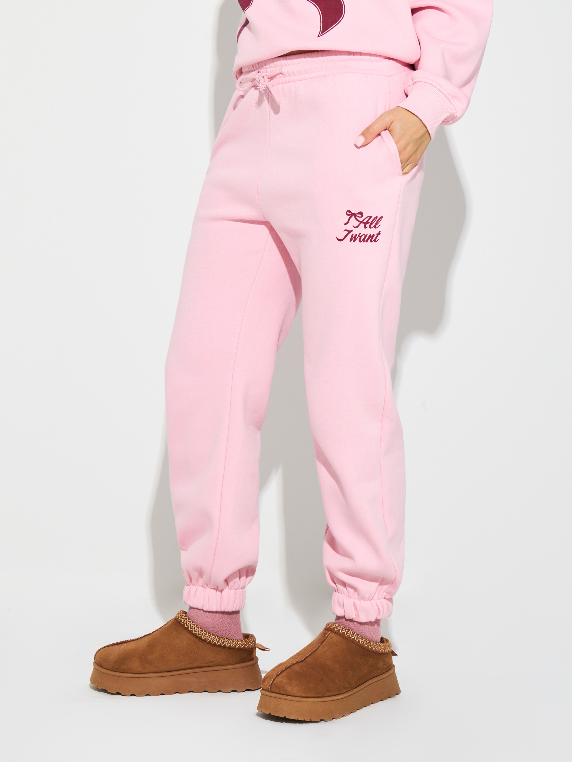 Sinsay - Παντελόνι jogger - ροζ παστελ φωτογραφία