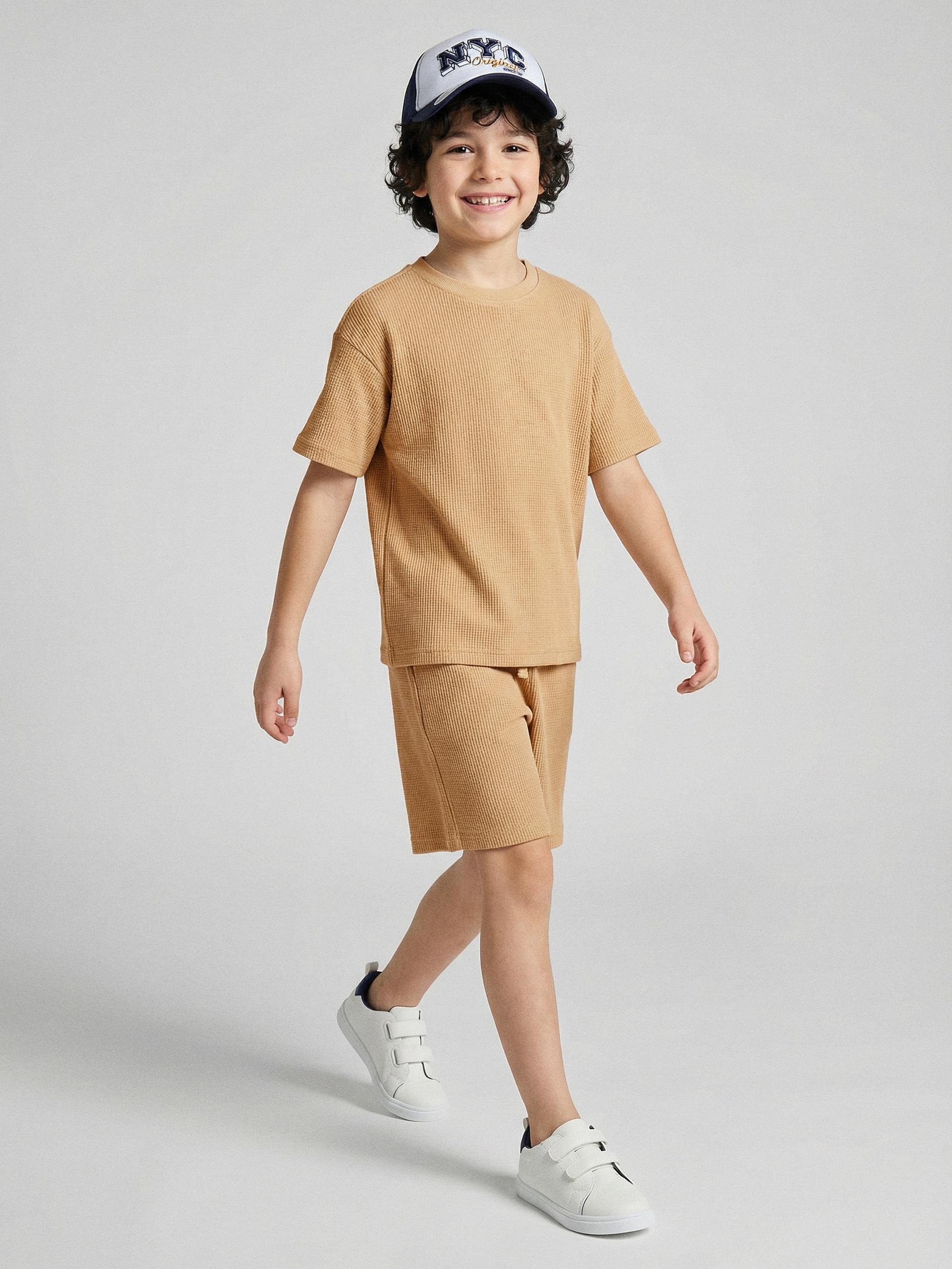 Sinsay - Komplet z waflowej dzianiny - beżowy