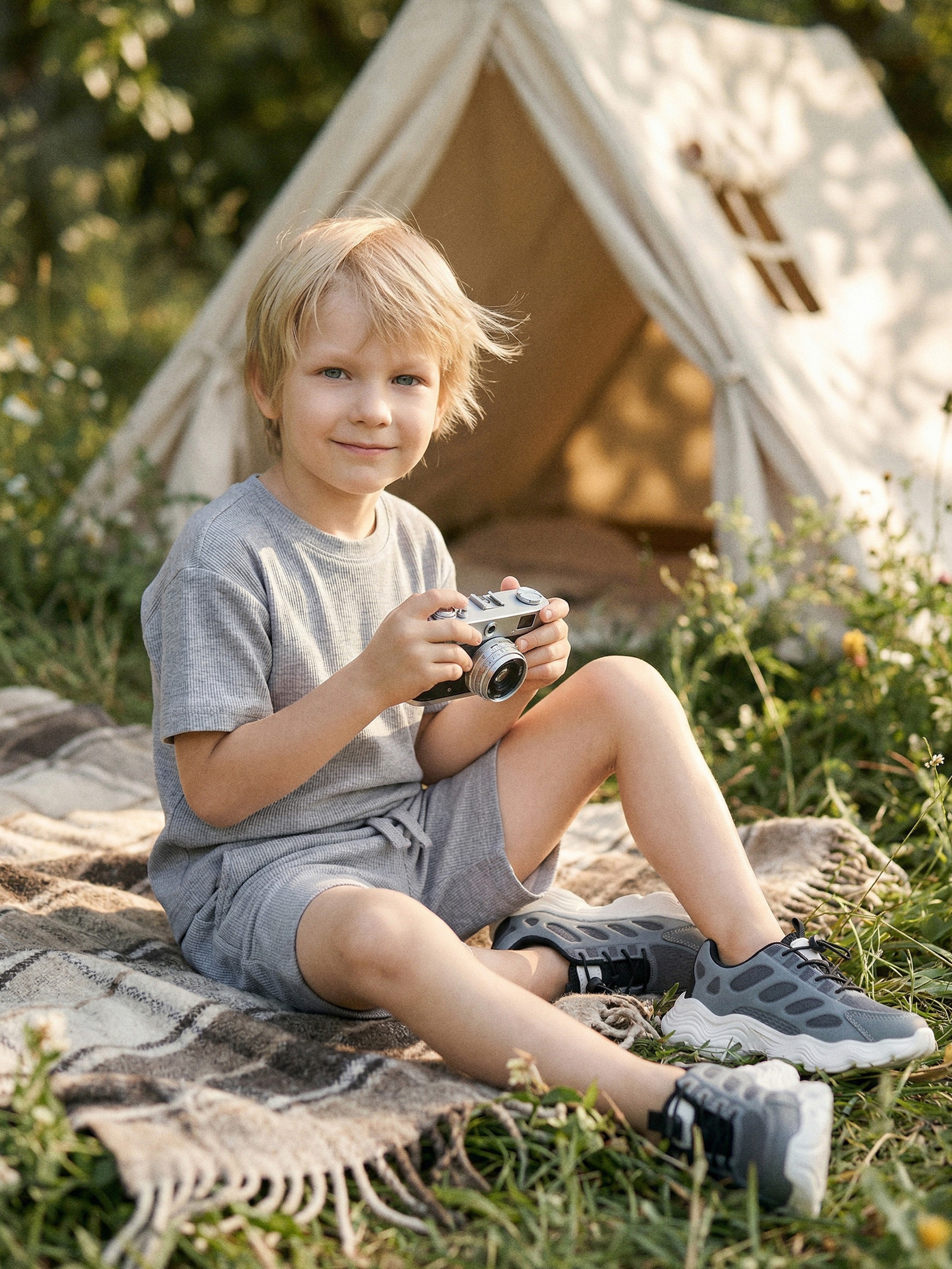 Sinsay - Komplet z waflowej dzianiny - szary