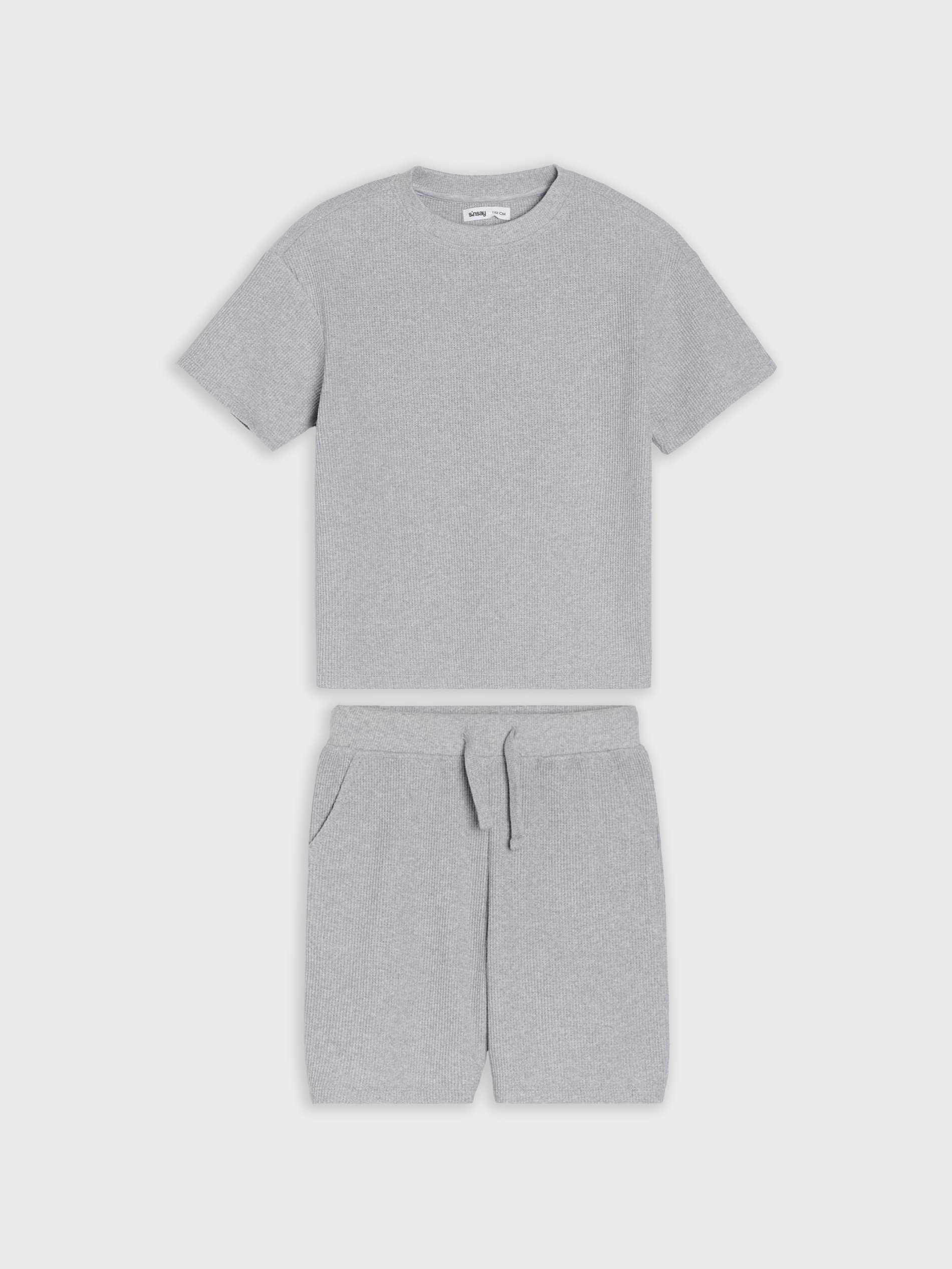 Sinsay - Komplet z waflowej dzianiny - szary
