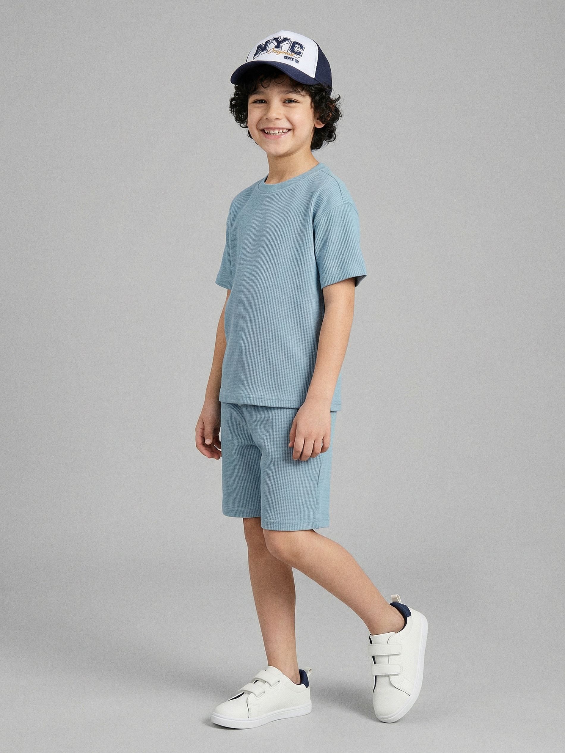 Sinsay - Komplet z waflowej dzianiny - niebieski