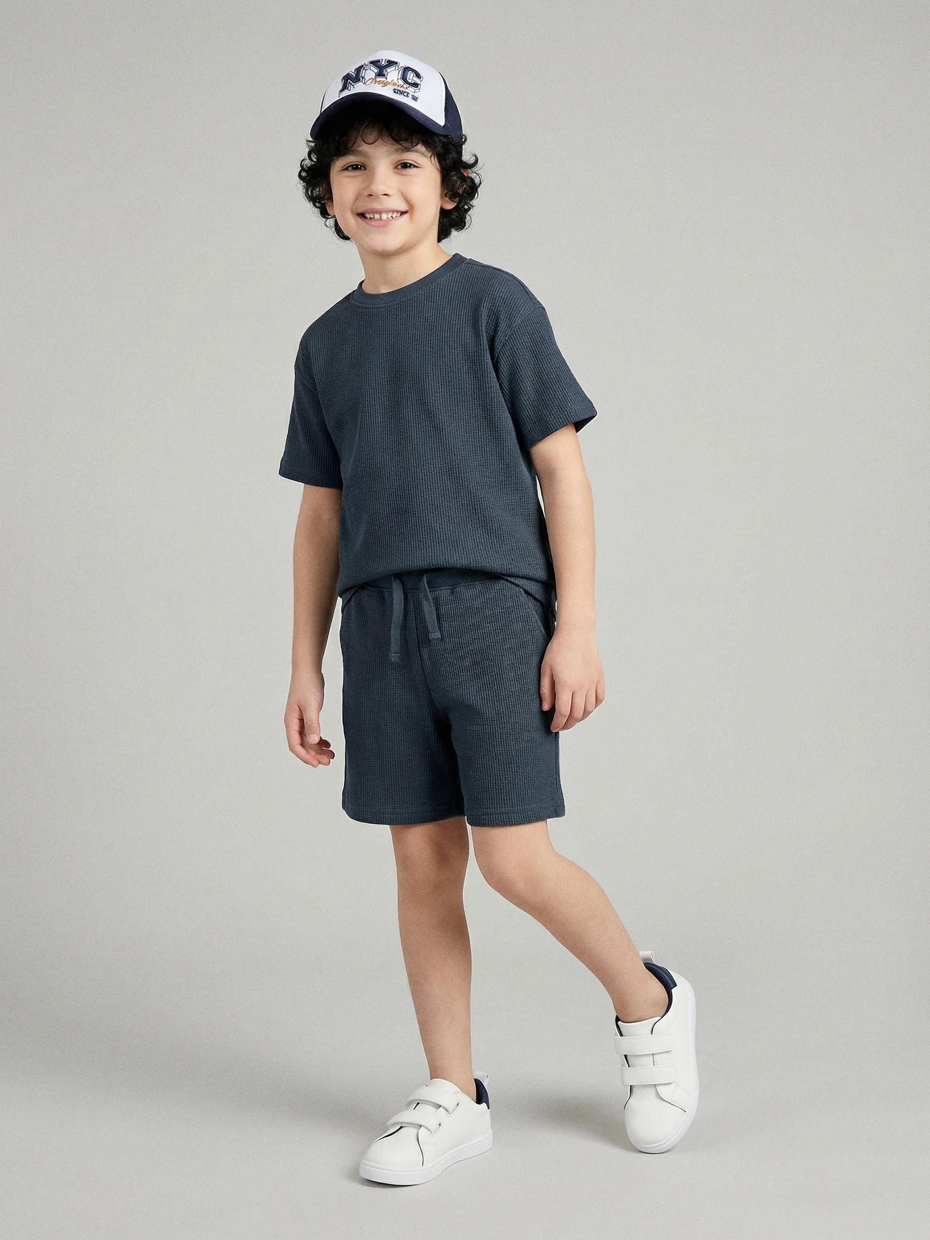 Sinsay - Komplet z waflowej dzianiny - granatowy