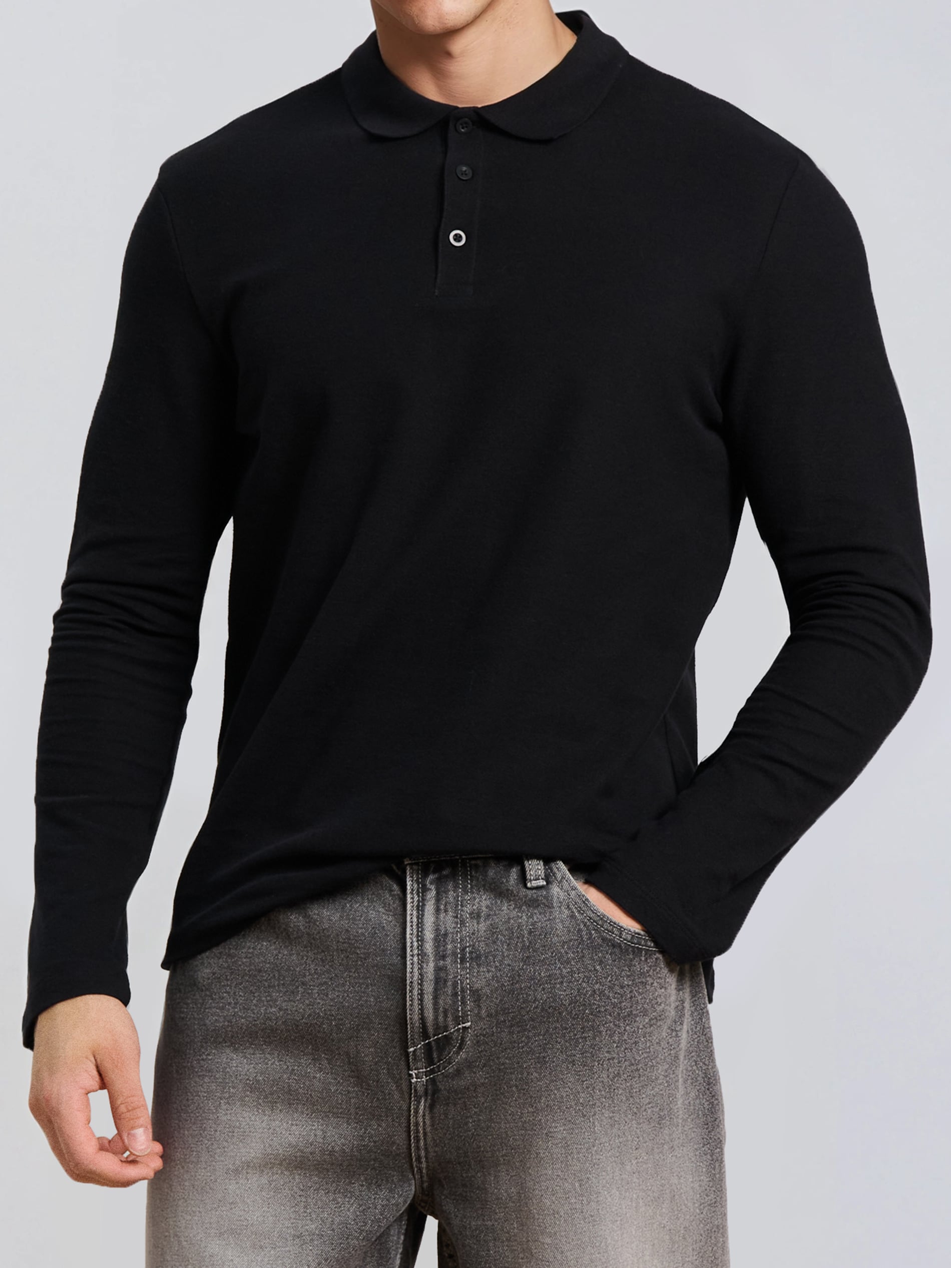 Sinsay - Bawełniana koszulka polo - czarny