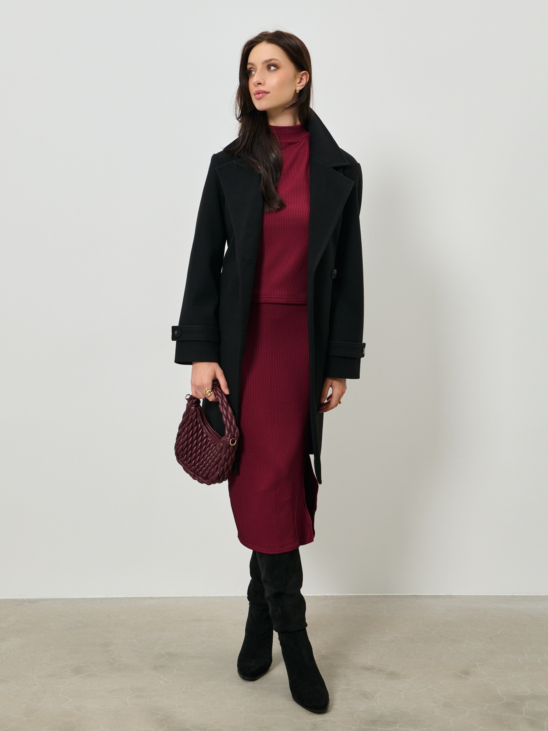 Sinsay - Ριμπ μπλουζάκι - burgundy φωτογραφία