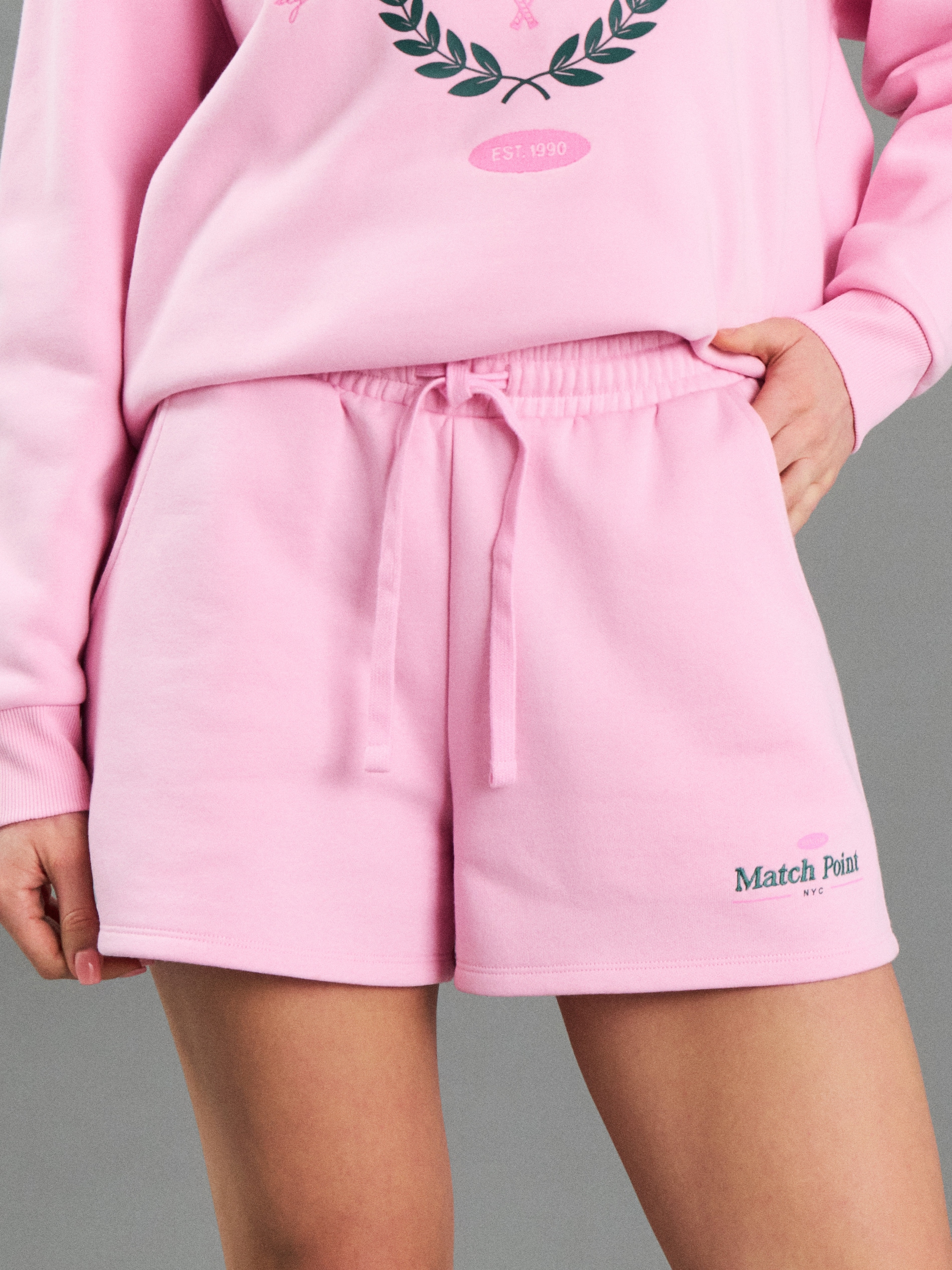 Sinsay - Bawełniane szorty z haftem - begonia