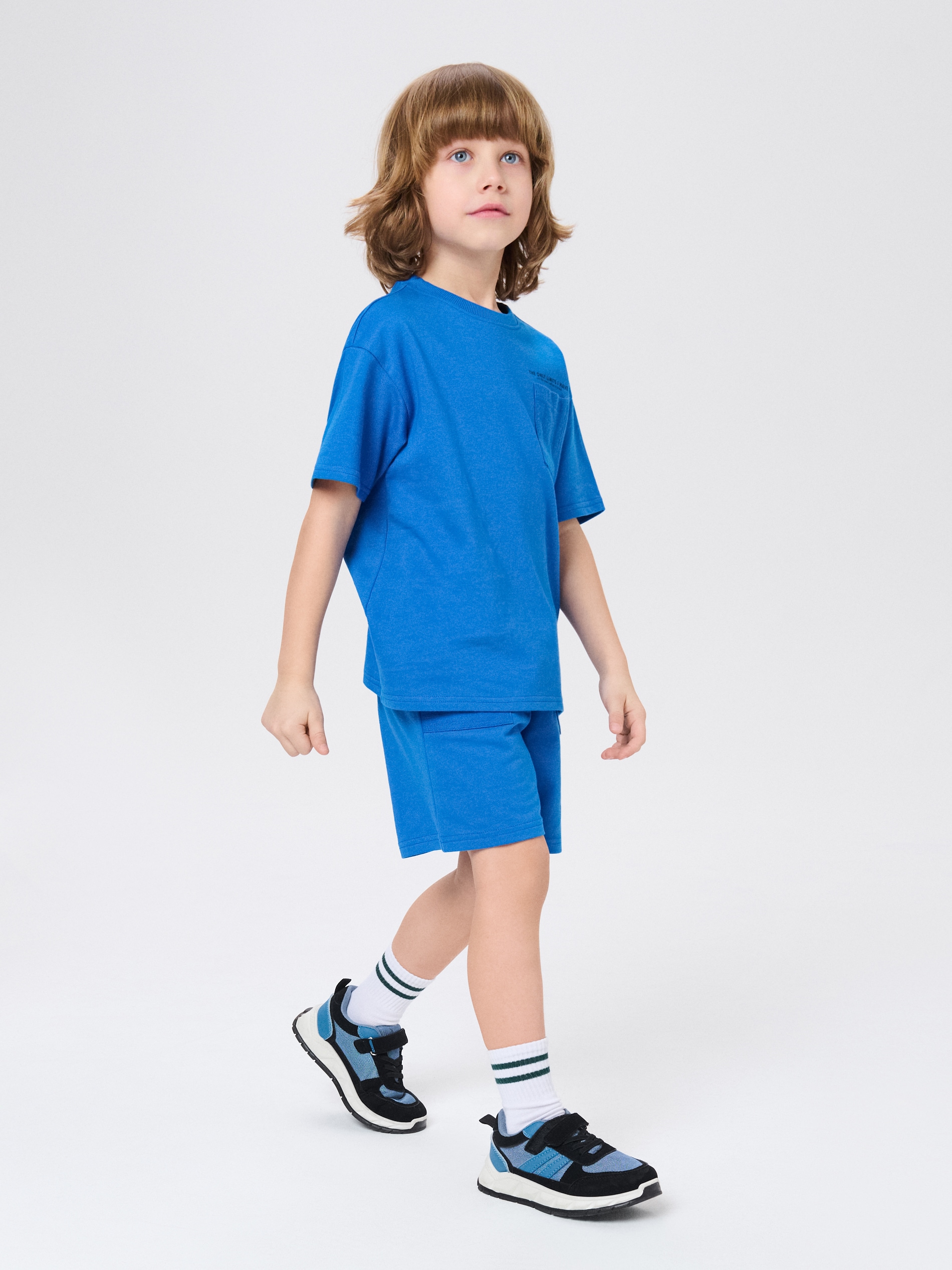 Sinsay - Bawełniany komplet: koszulka i szorty - niebieski