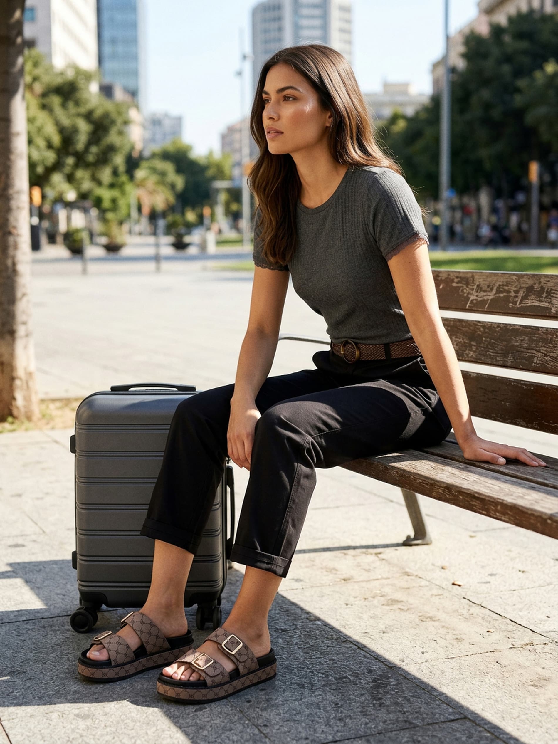 Sinsay - Spodnie z paskiem - czarny