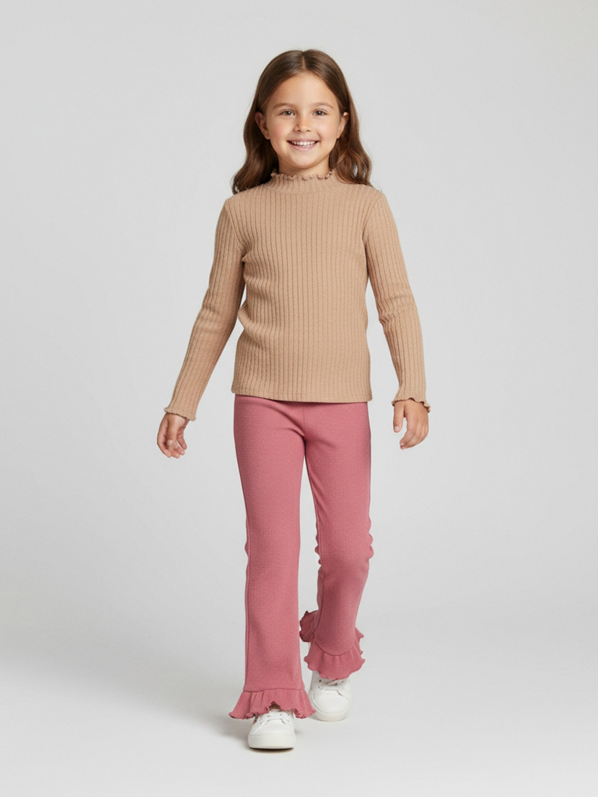 Sinsay - Legginsy z ozdobnymi falbanami przy nogawkach - różowy