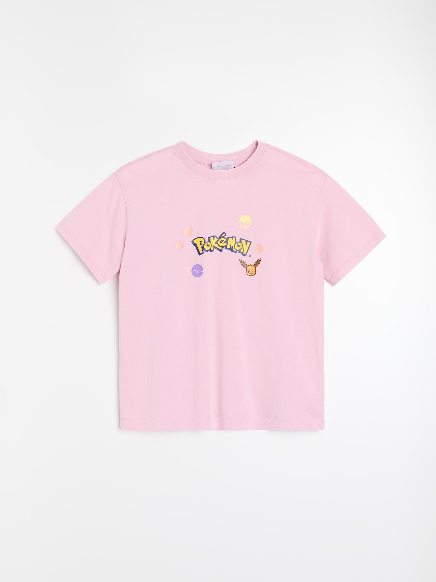 Sinsay - Bawełniana koszulka z nadrukiem Pokémon - różowy