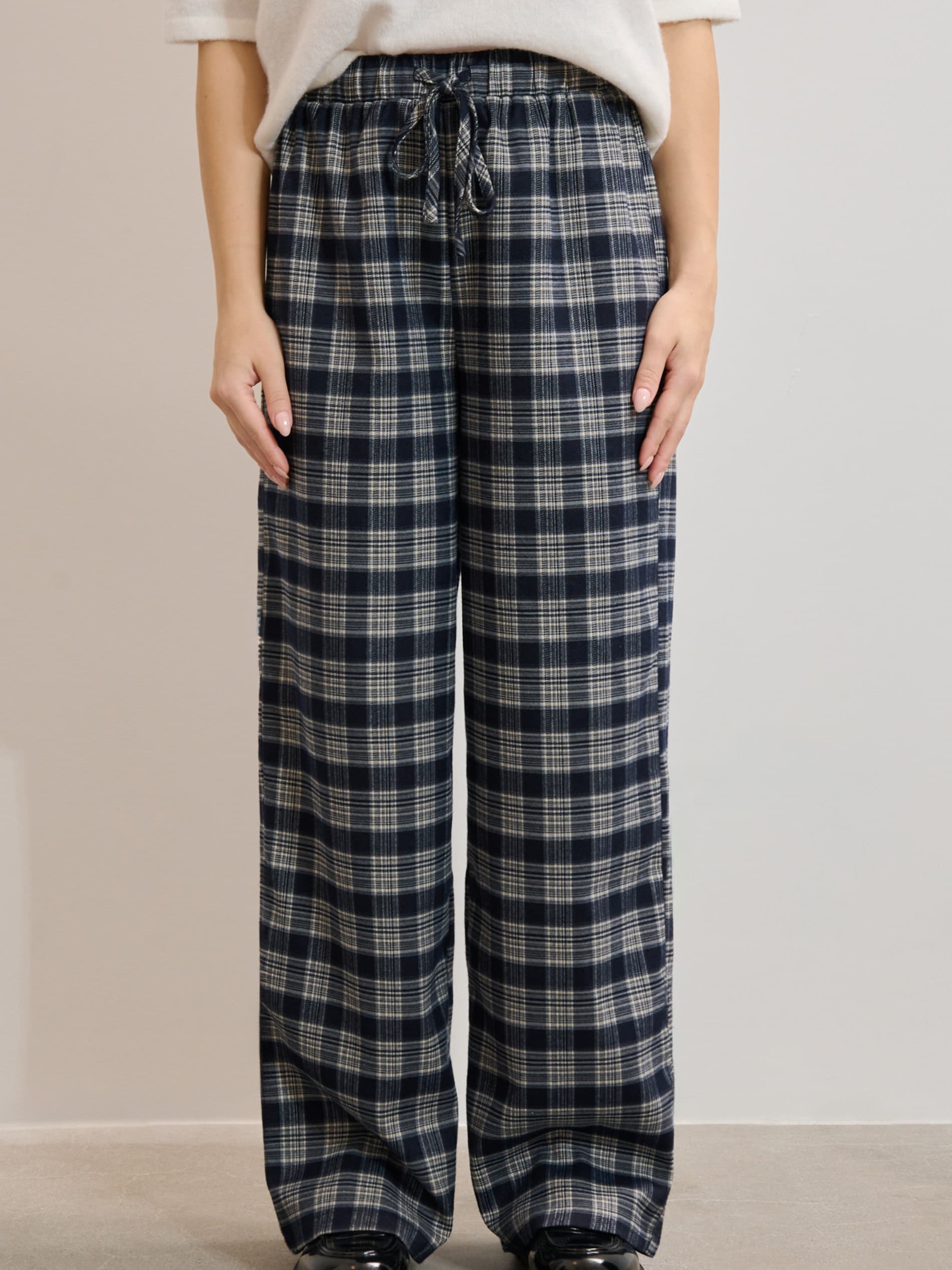 Sinsay - Spodnie wide leg w kratę - wielobarwny