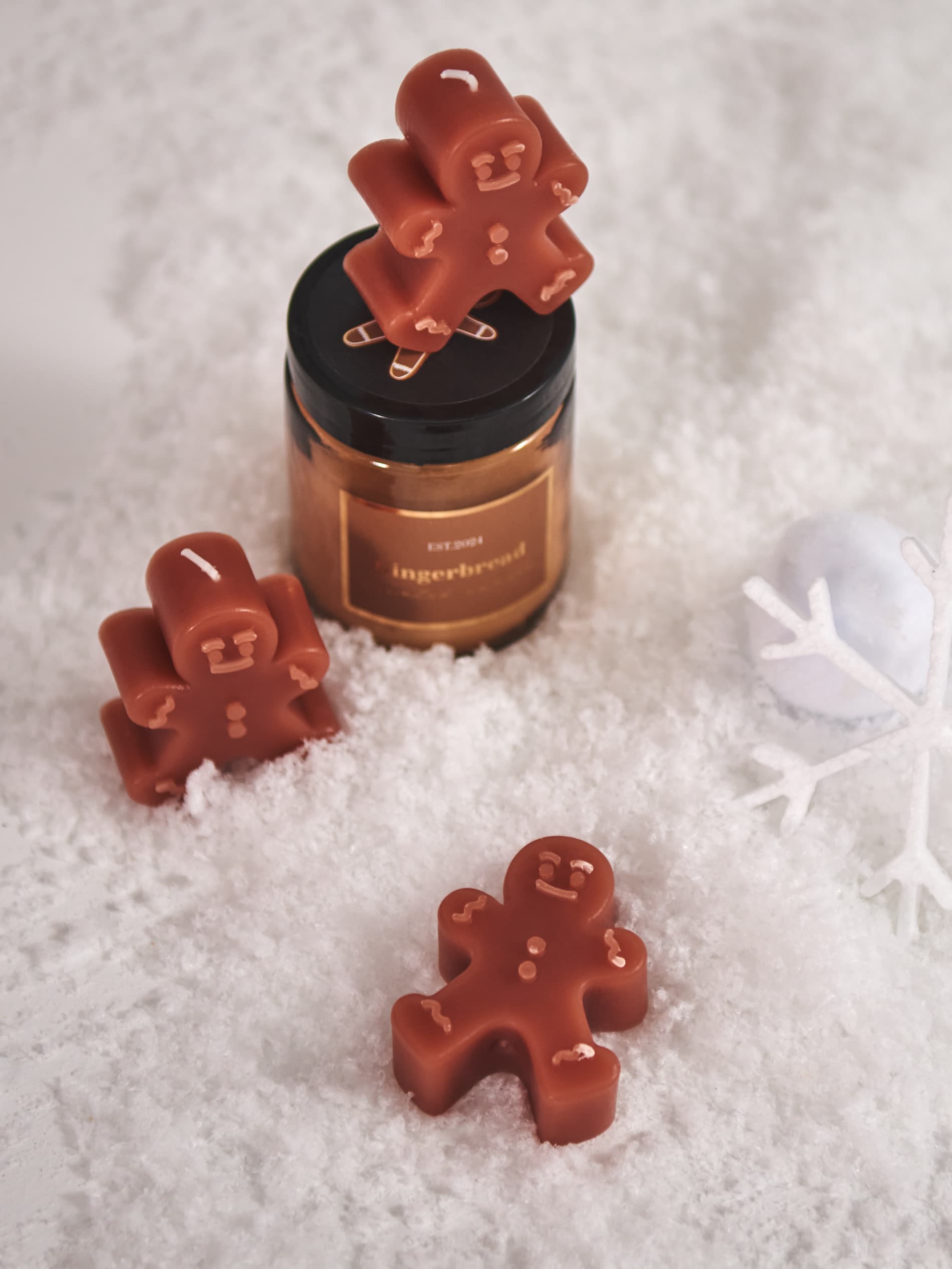 Sinsay - Κεριά σε σχήμα ανδρεικέλου από μπισκότο τζίντζερ 3 pack - μπεζ φωτογραφία