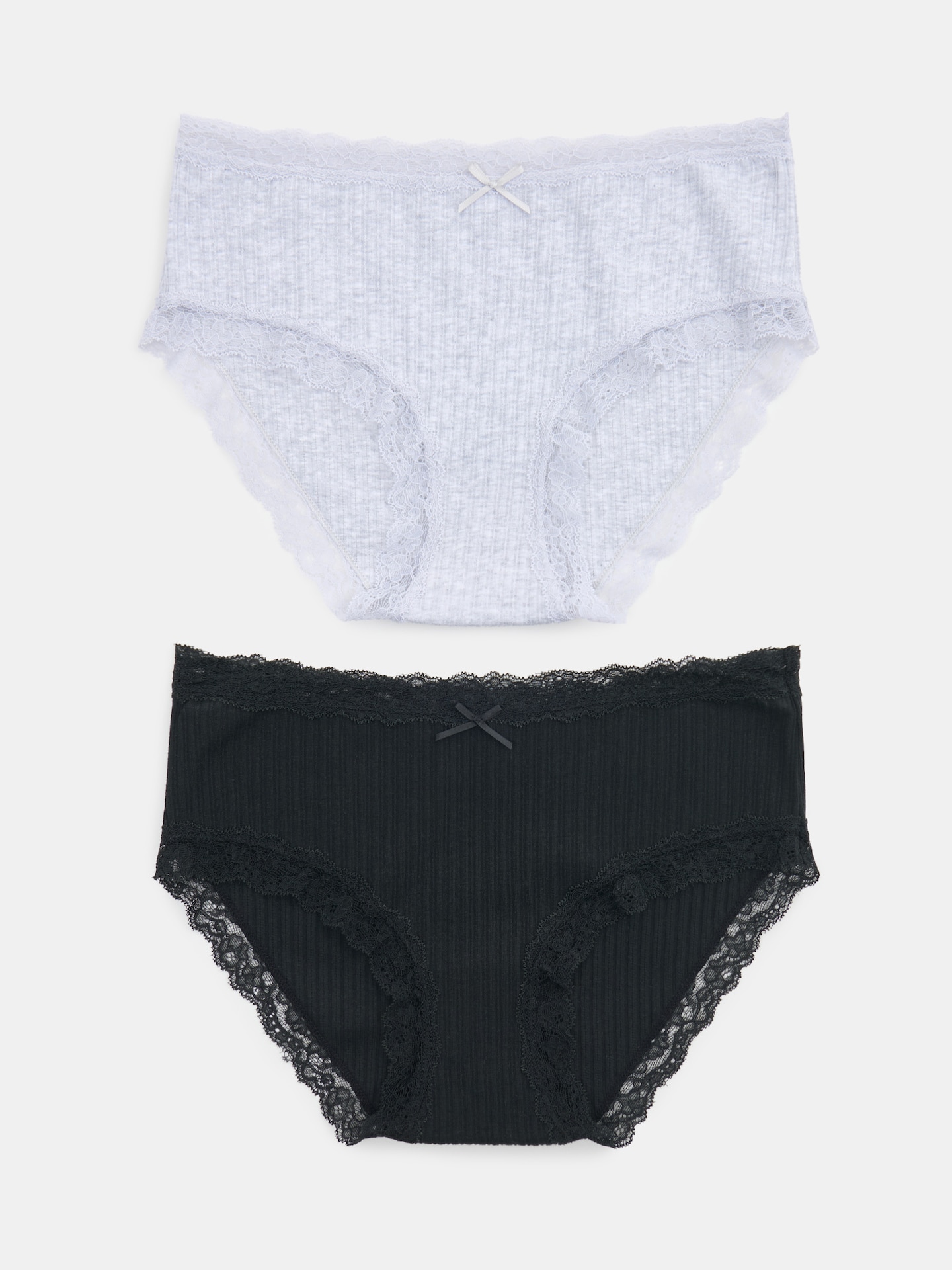 Sinsay - Prążkowane majtki hipster z koronką 2 pack - wielobarwny