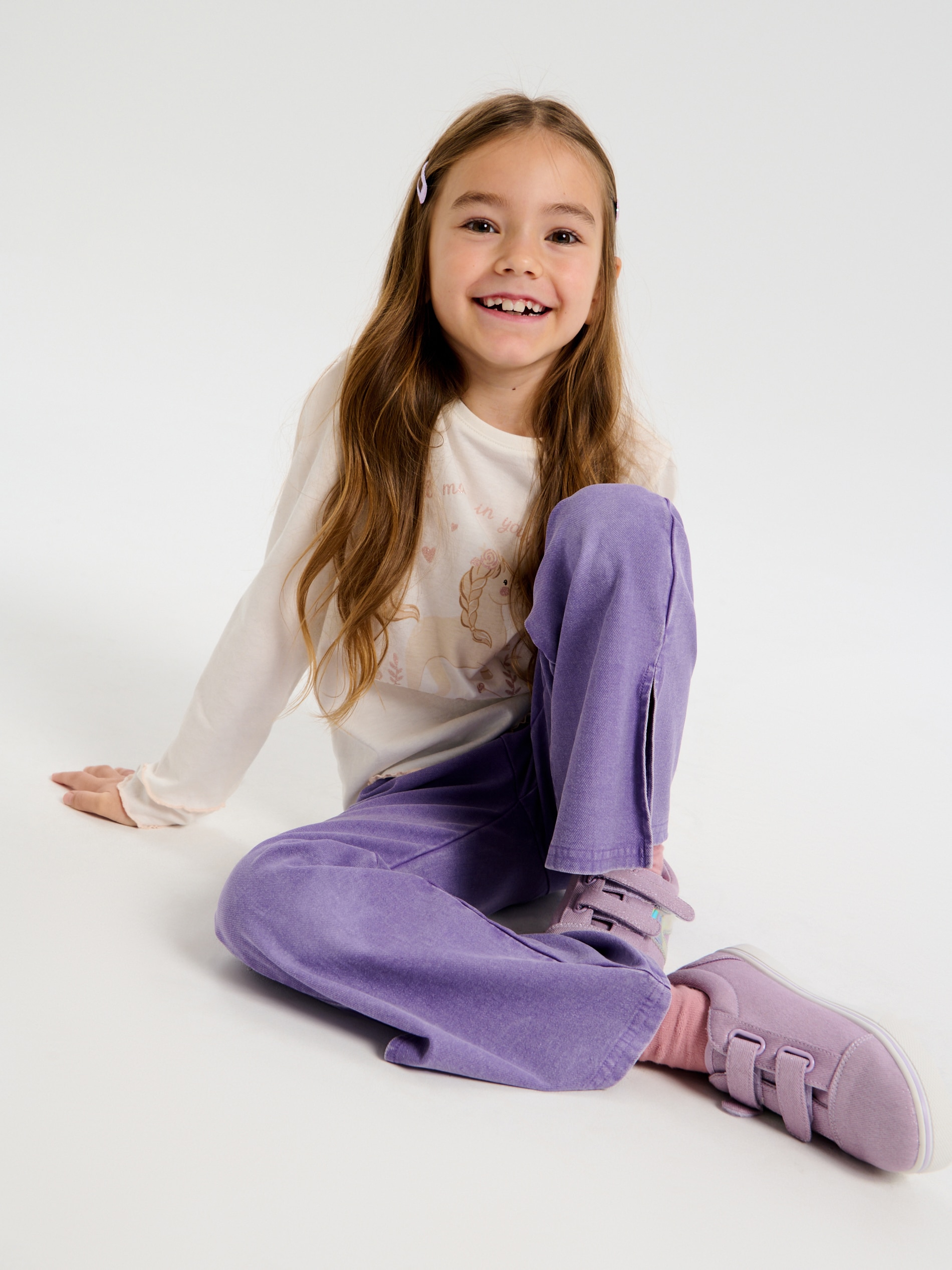 Sinsay - Legginsy flare z efektem sprania - fioletowy