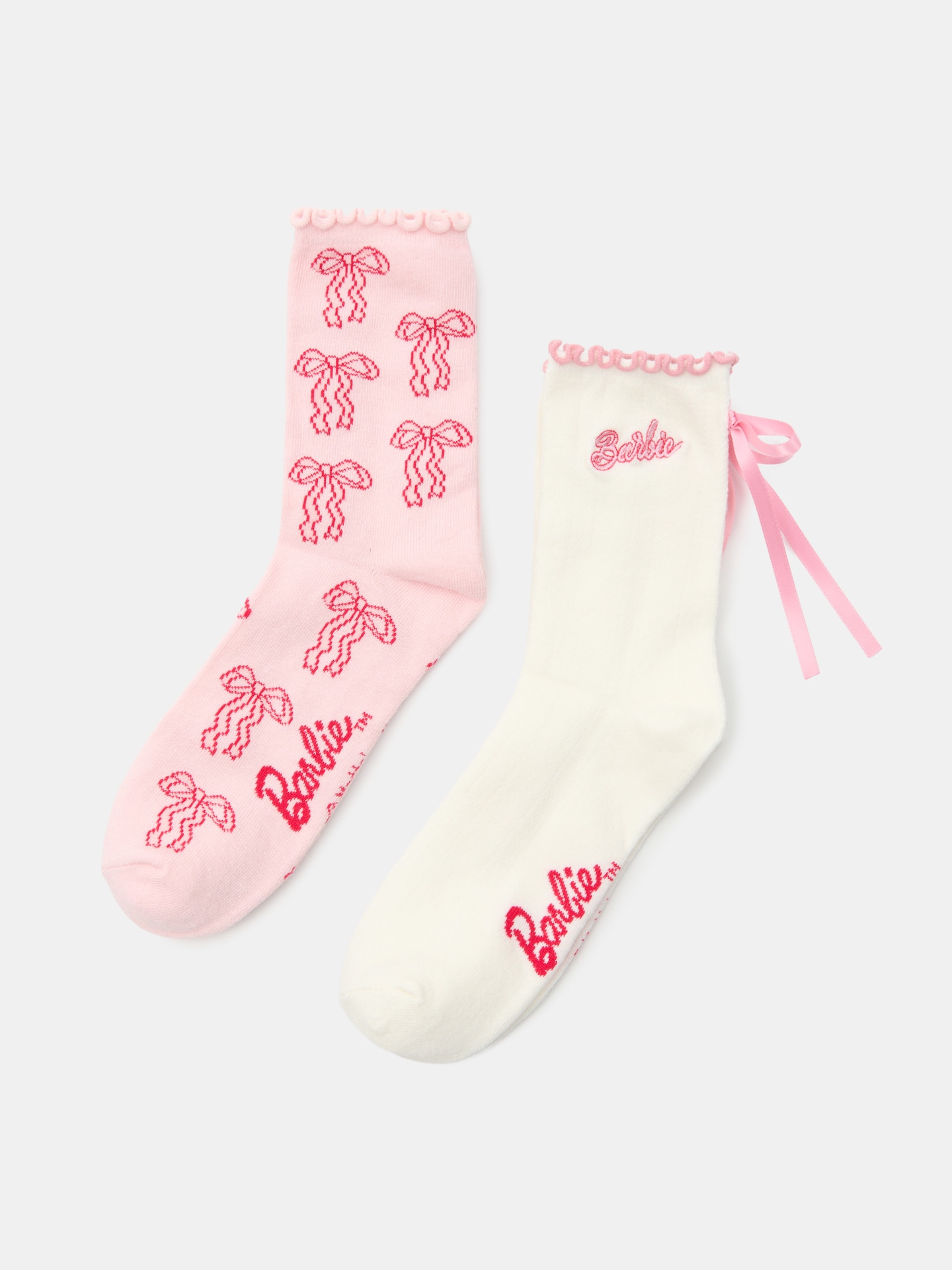 Sinsay - Skarpetki z bawełną i falbanami 2 pack Barbie - wielobarwny