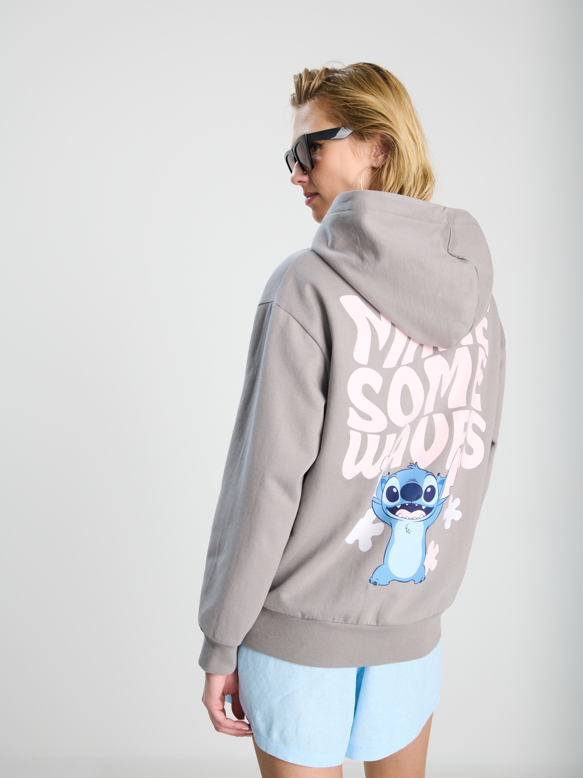 Sinsay - Bluza z kapturem Stitch - szary