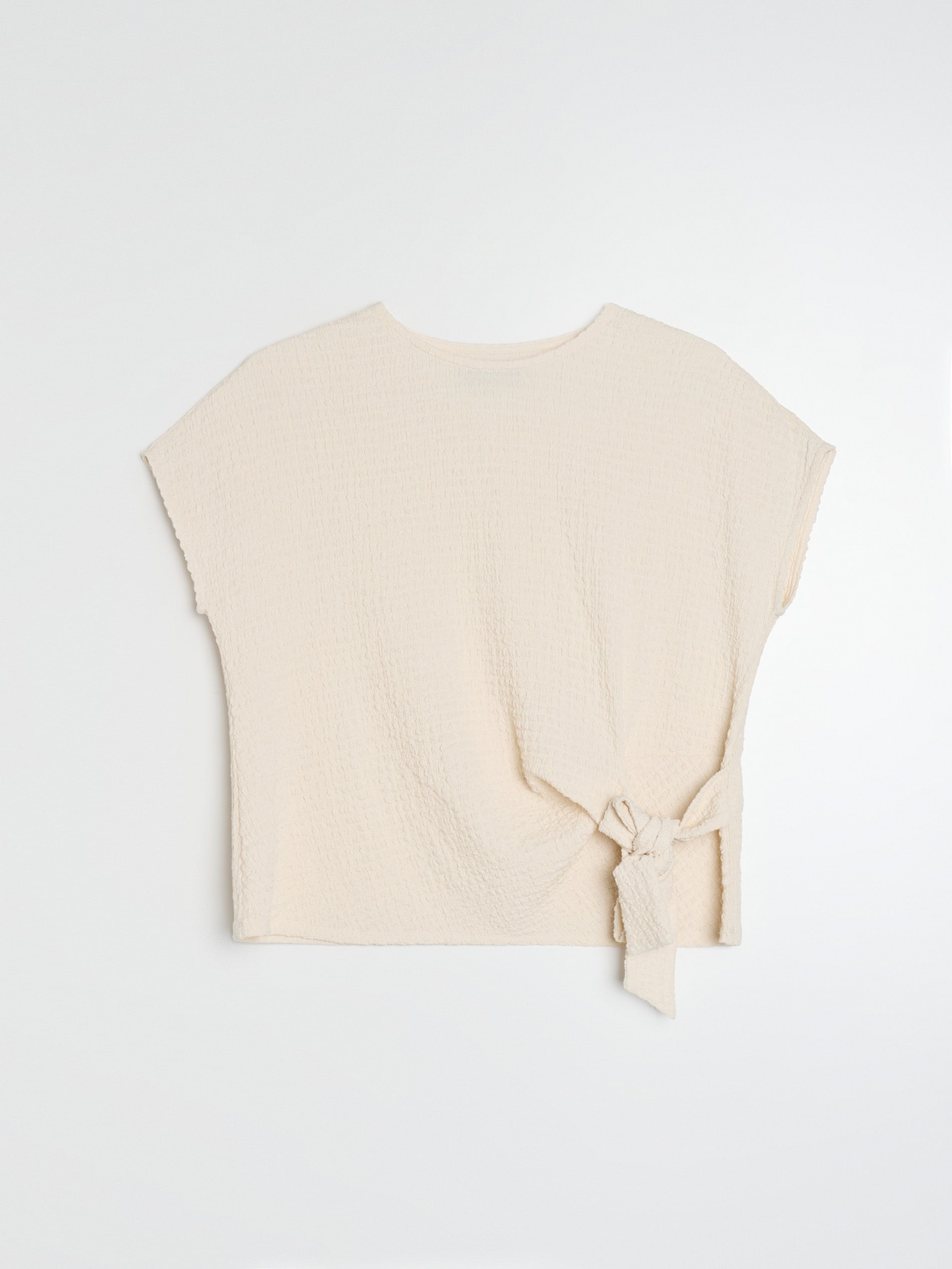 Sinsay - Bluzka z ozdobnym wiązaniem - kremowy