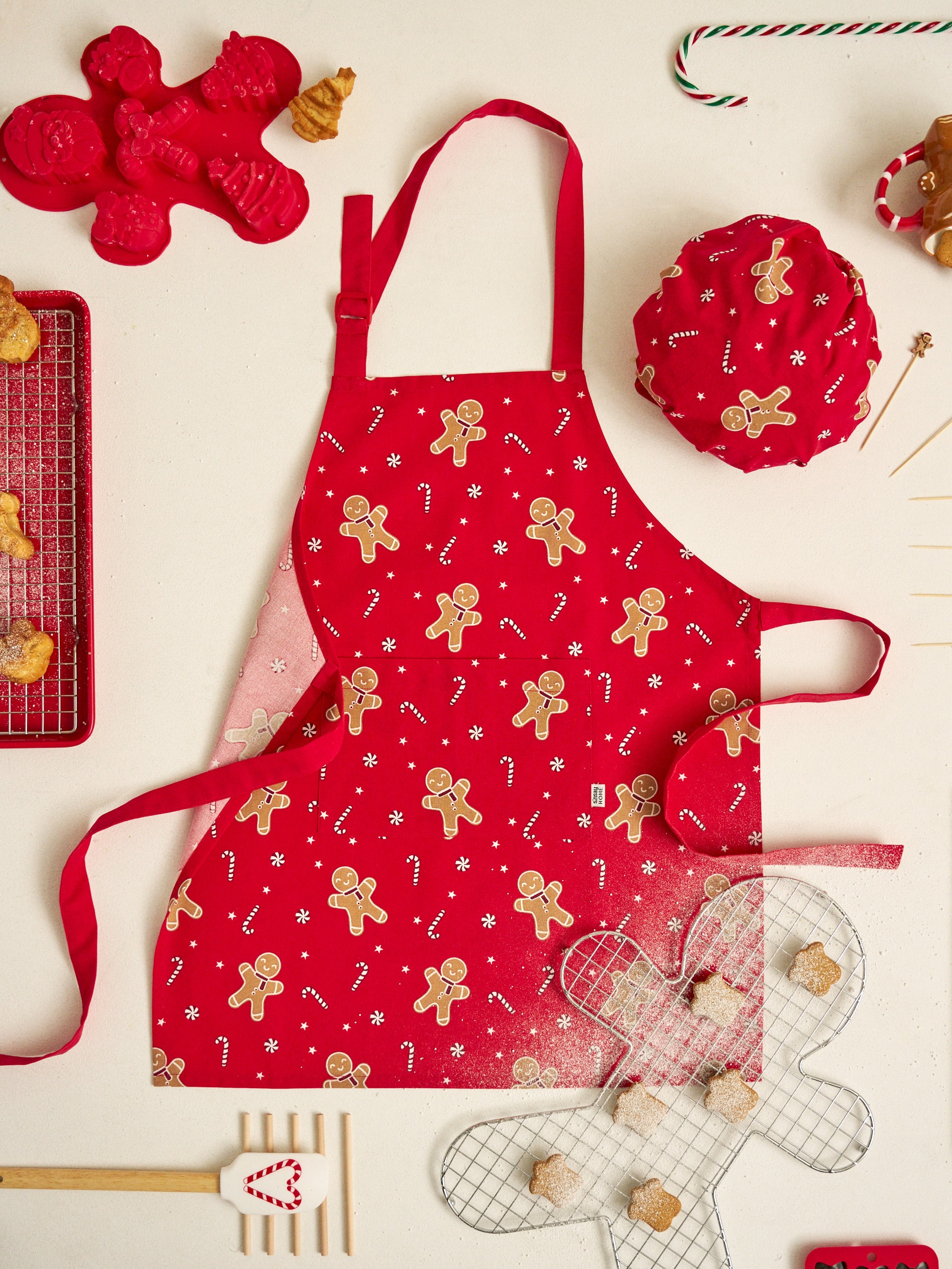 Sinsay - Świąteczny zestaw fartuch i czapka - czerwony