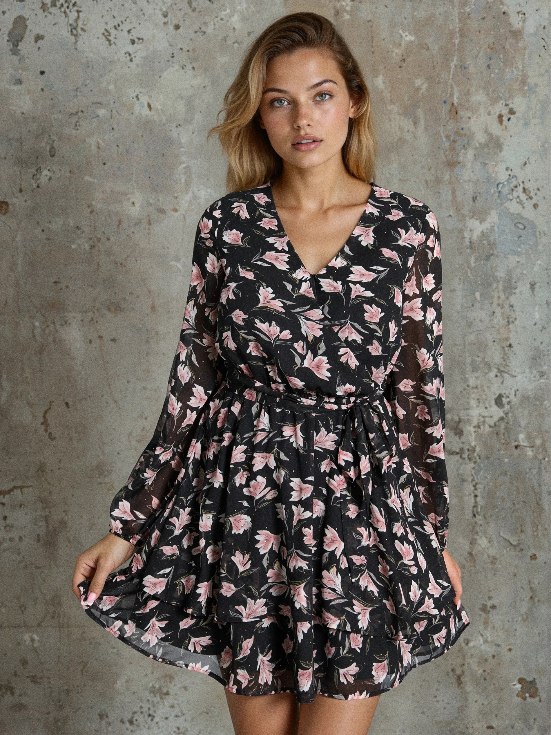 Sinsay - Φόρεμα με βολάν - πολυχρωμο φωτογραφία