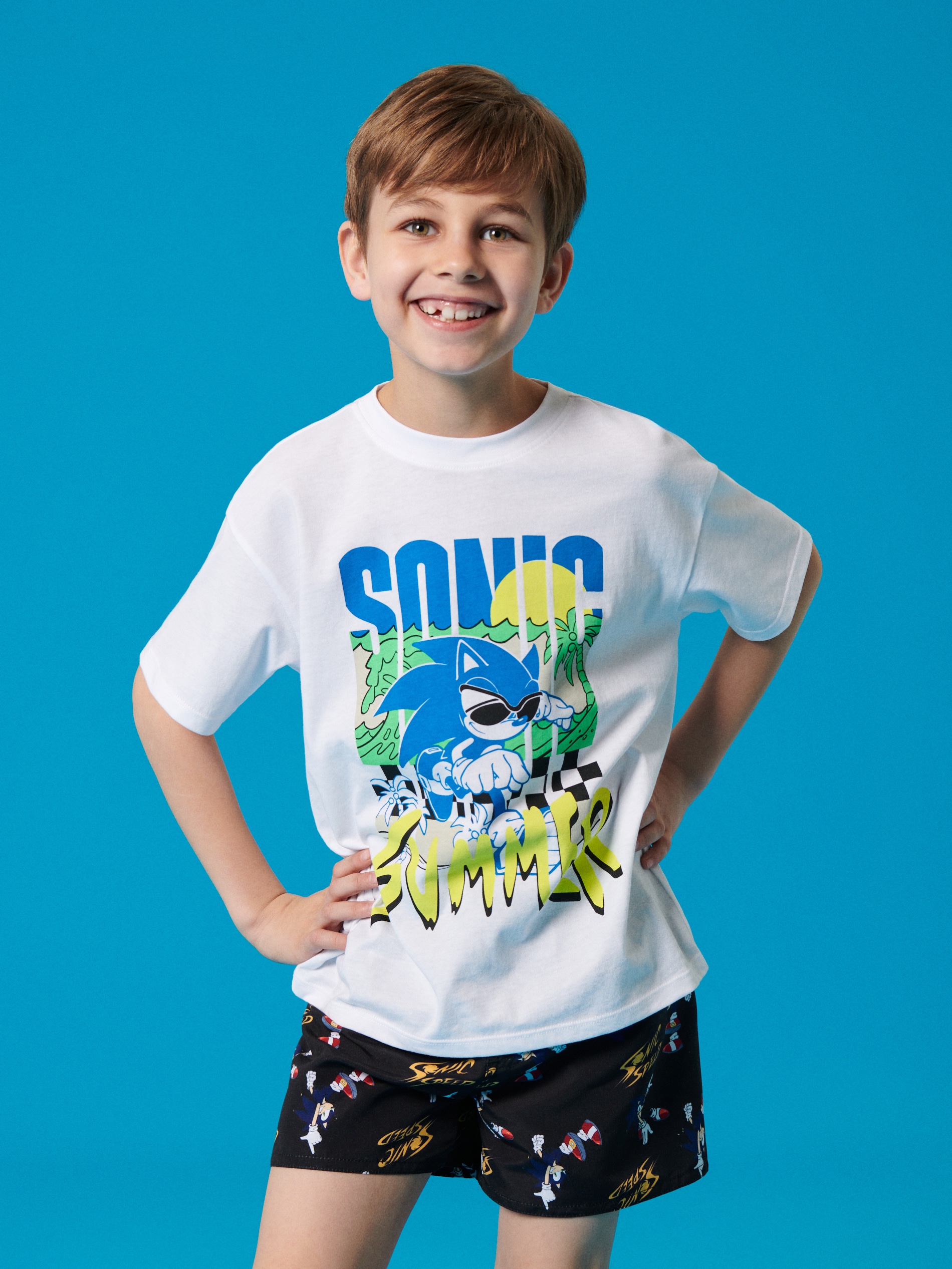 Sinsay - Szorty kąpielowe Sonic The Hedgehog - czarny