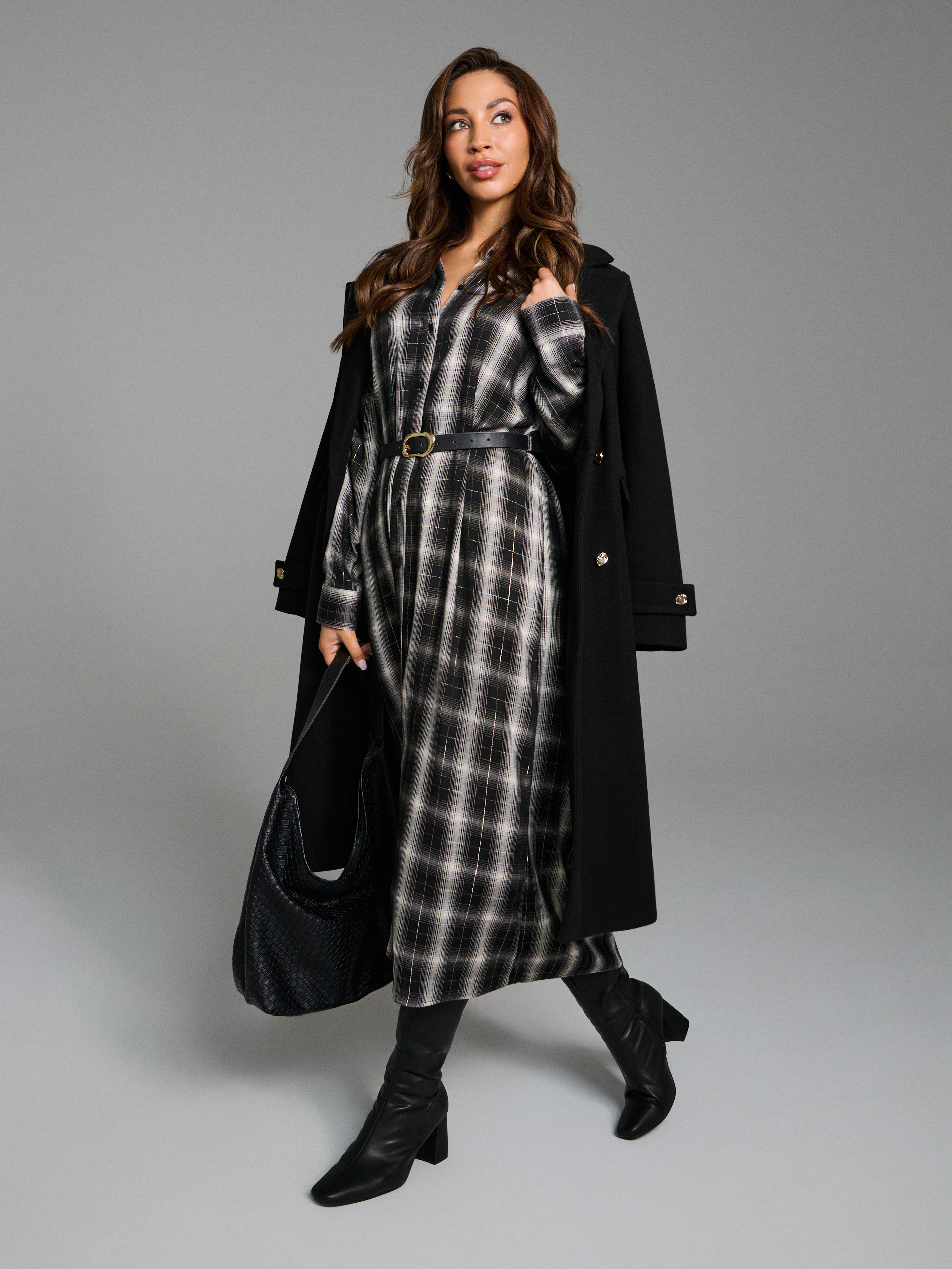 Sinsay - Midi φόρεμα με ζώνη - πολυχρωμο φωτογραφία