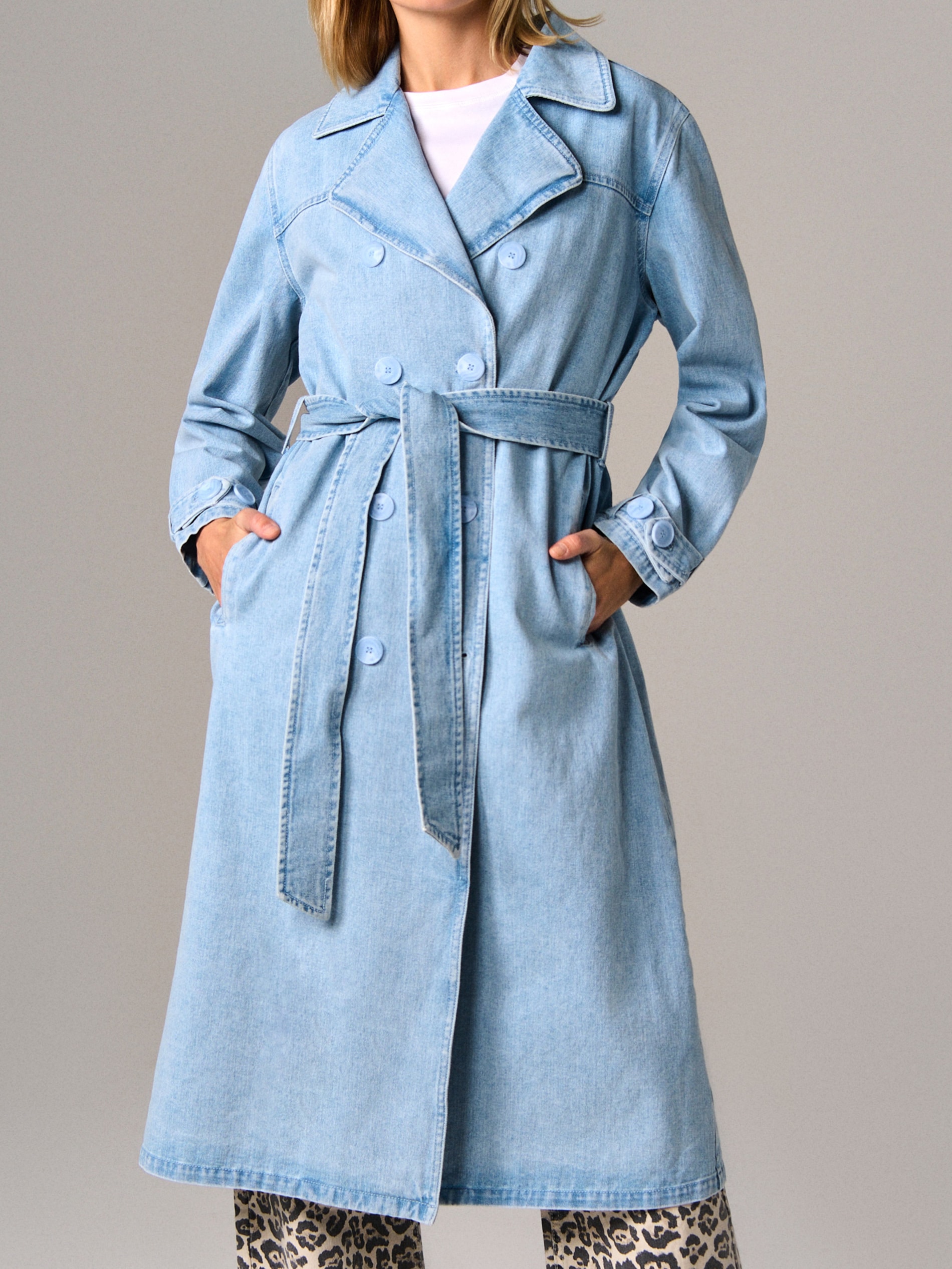 Sinsay - Παλτό trench με δετή ζώνη στη μέση - μπλε φωτογραφία