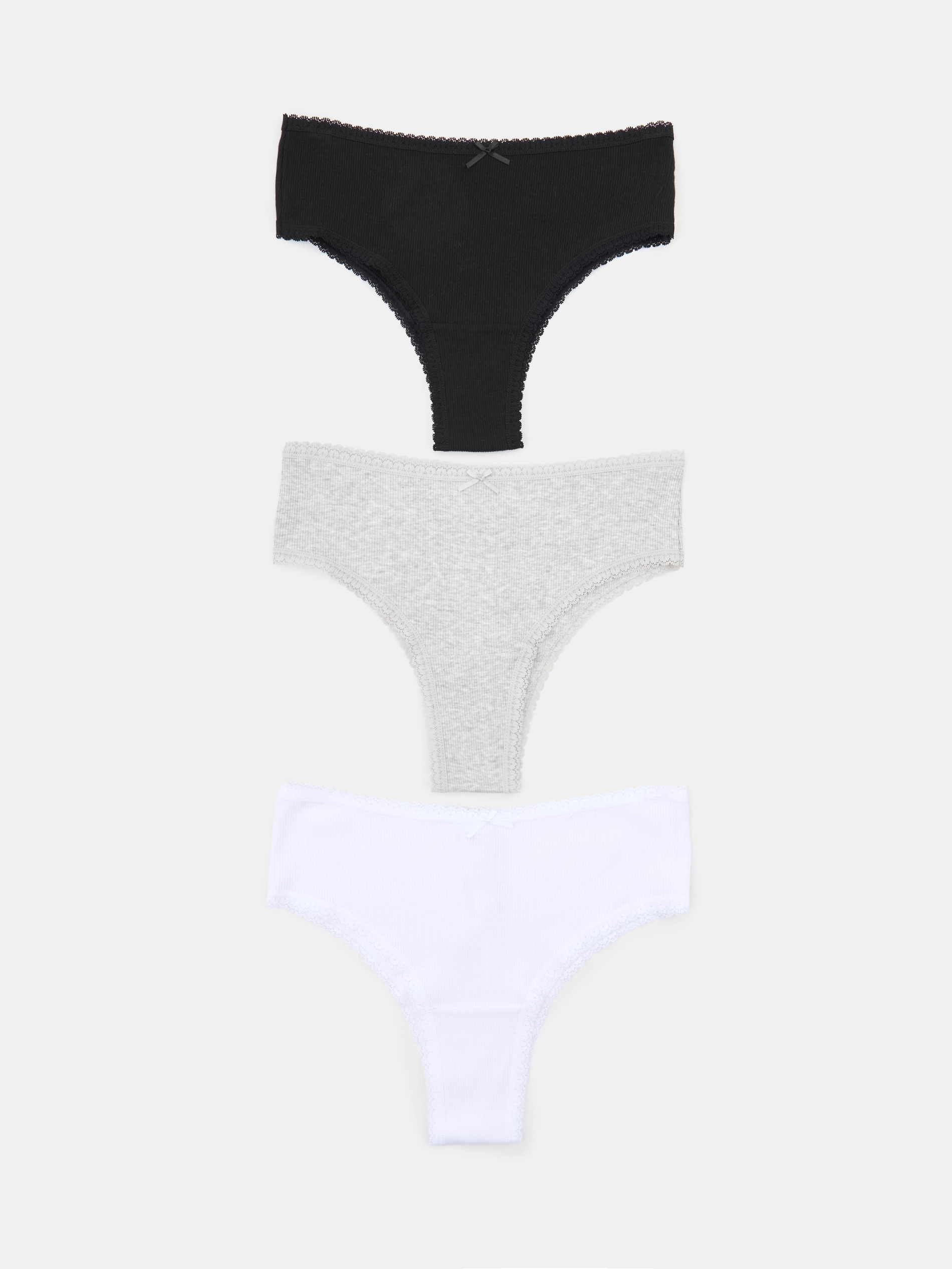 Sinsay - Prążkowane majtki brazyliany 3 pack - wielobarwny