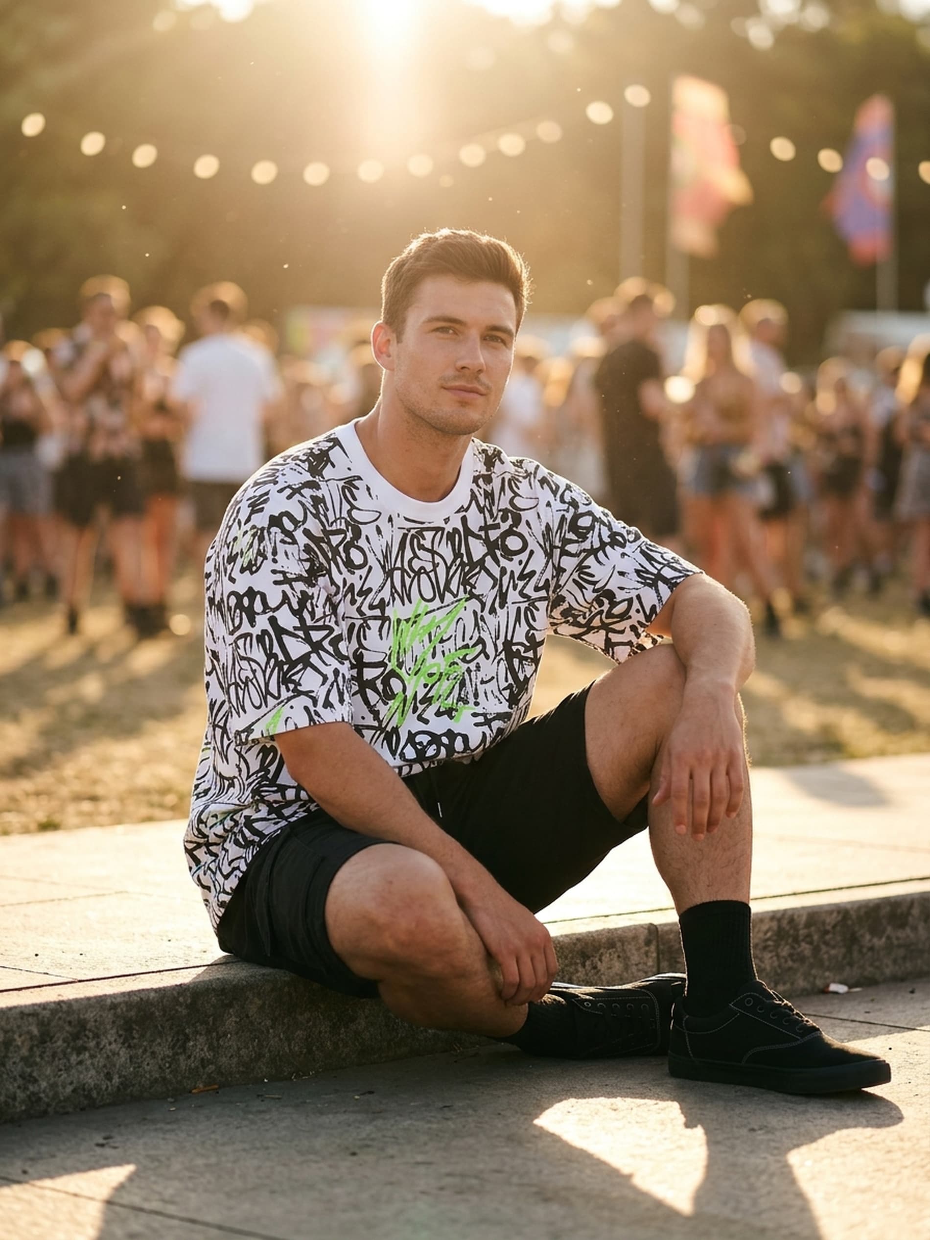 Wzorzysta koszulka loose fit