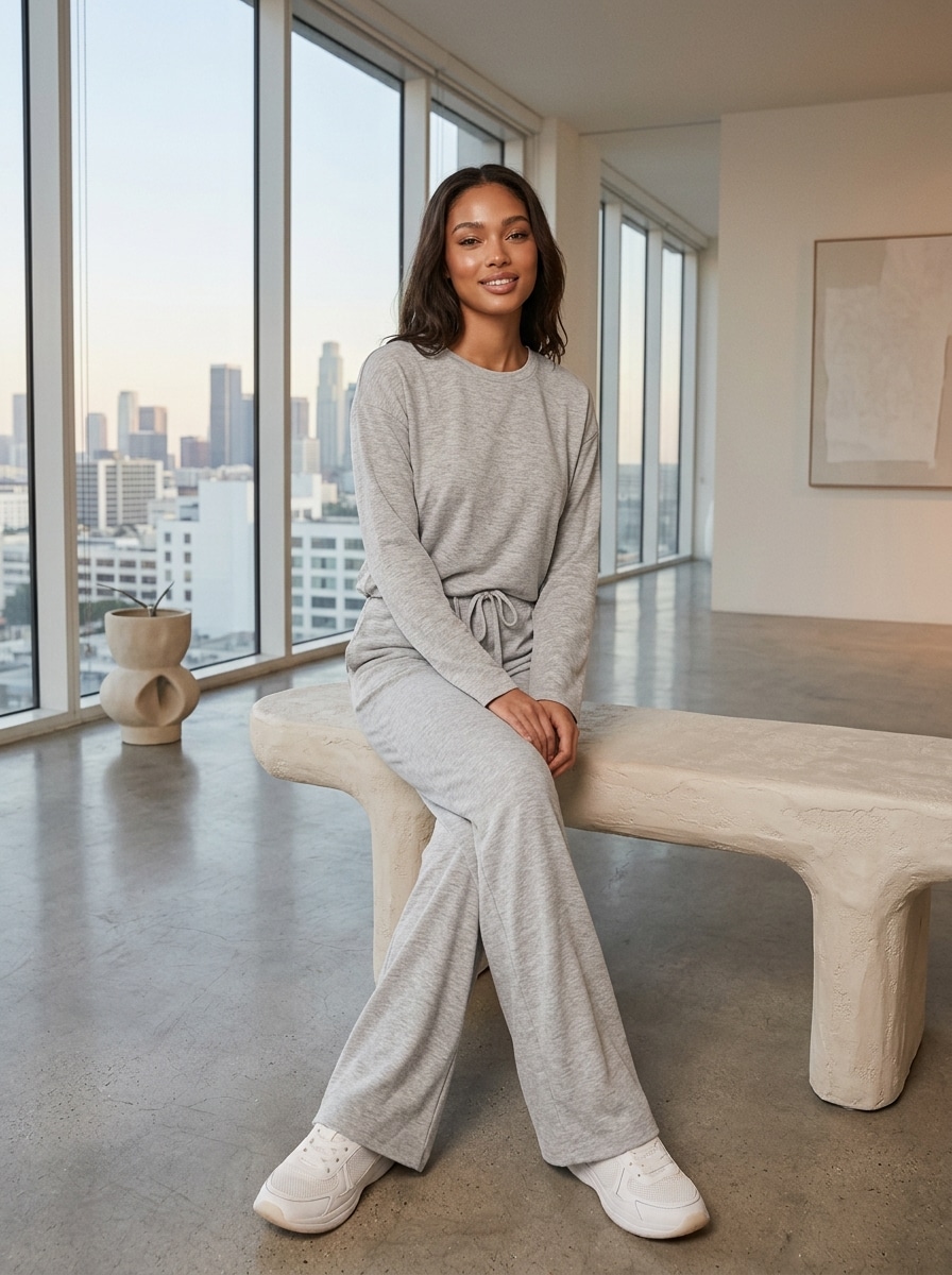 Sinsay - Spodnie wide leg z miękkiej dzianiny z domieszką wiskozy soft touch - szary