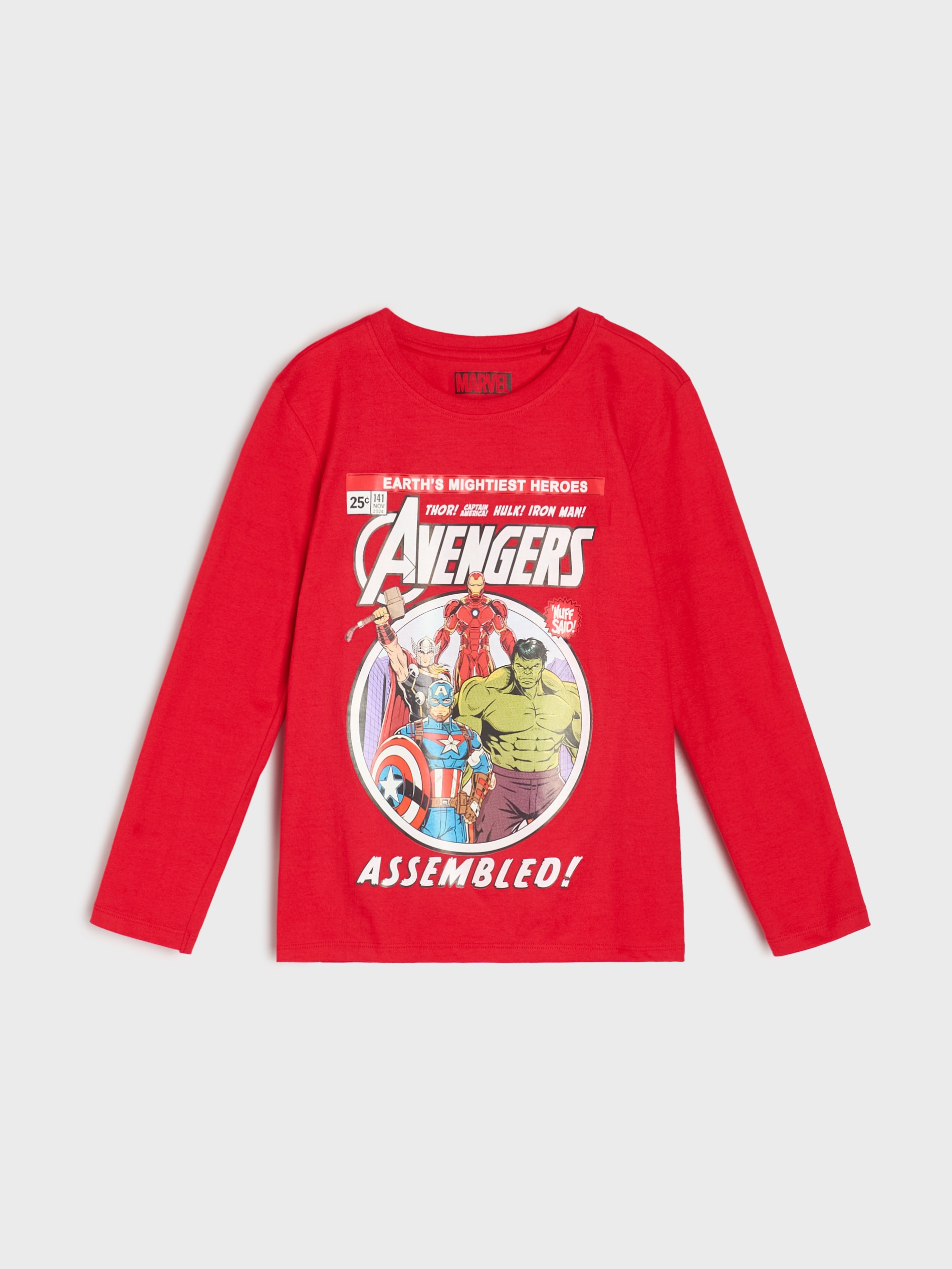 Sinsay - Bawełniana koszulka z nadrukiem Avengers - czerwony