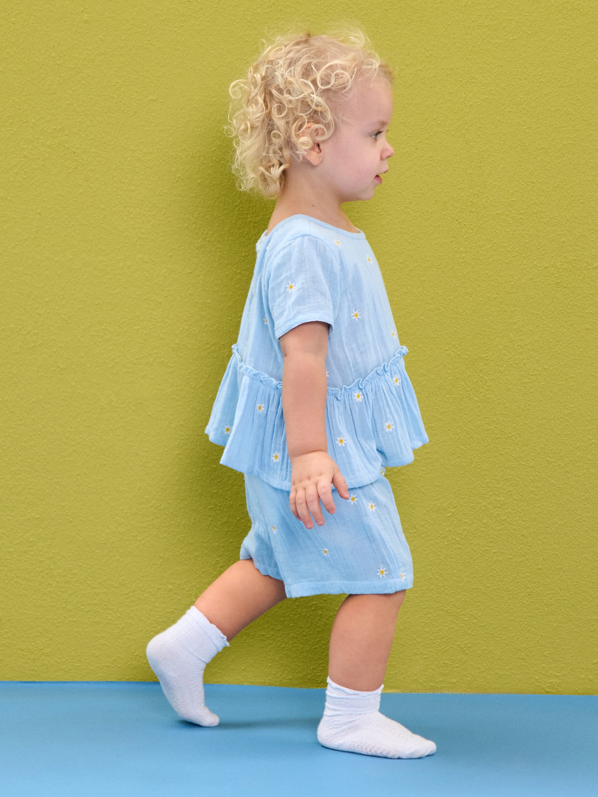 Sinsay - Bawełniany komplet: bluzka i szorty - błękitny