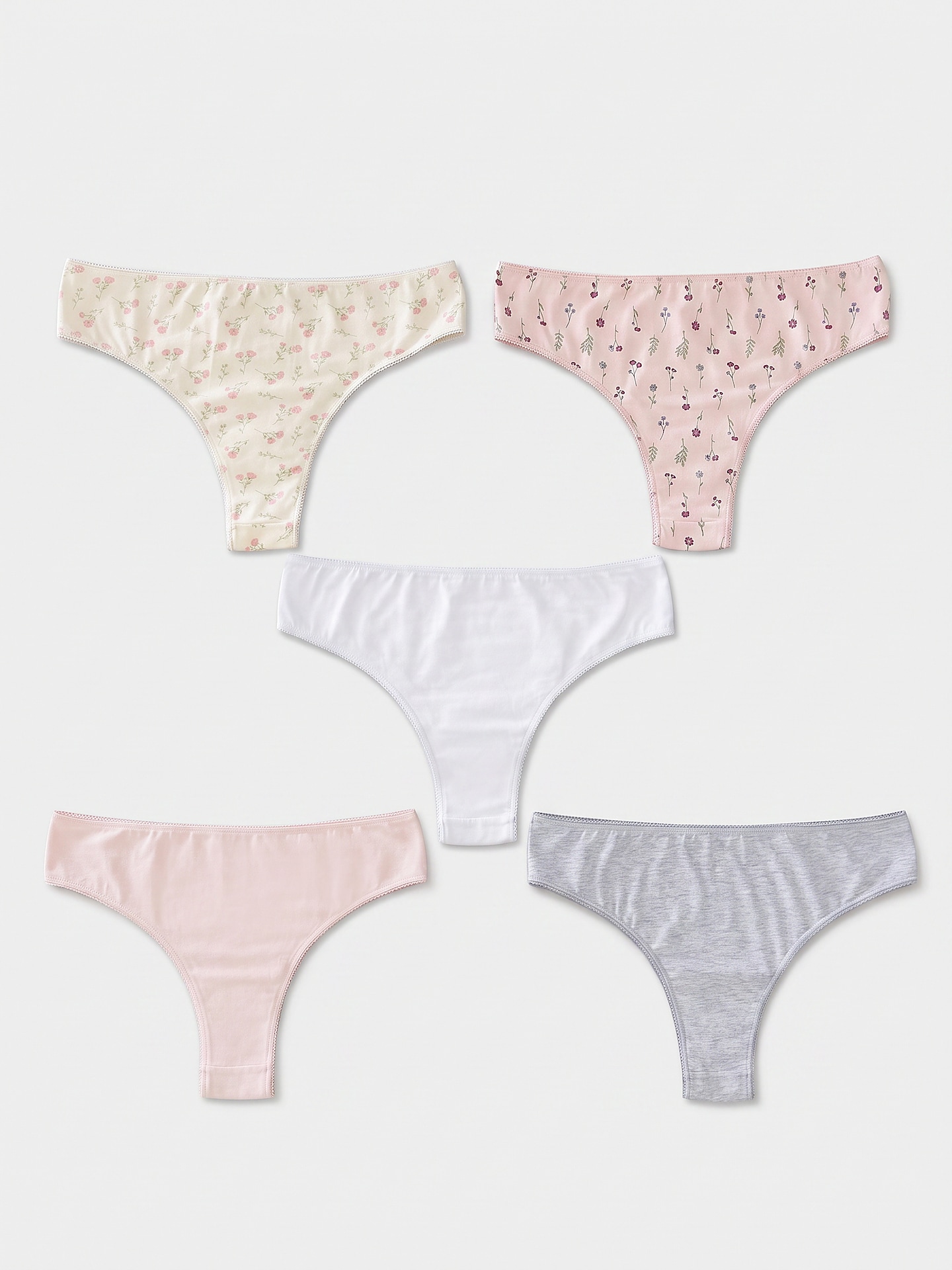 Sinsay - Bawełniane majtki brazilian z motywem kwiatowym 5 pack - wielobarwny