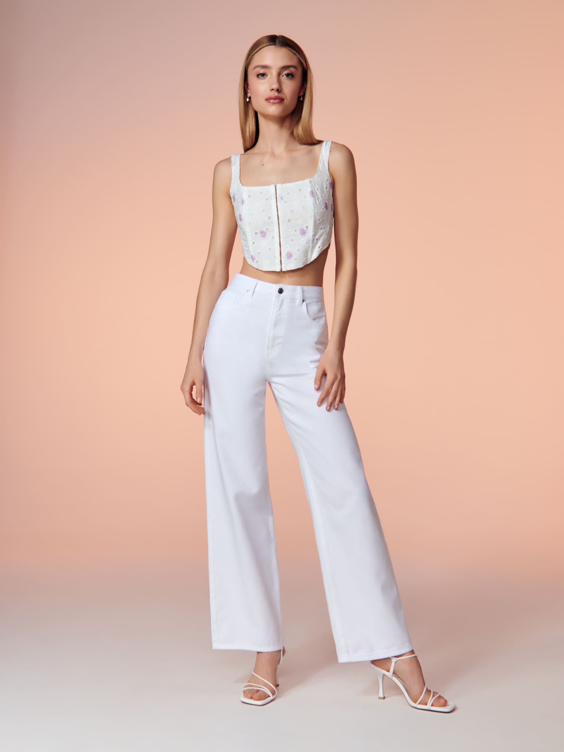 Sinsay - Ψηλόμεσο τζιν παντελόνι wide leg - λευκο φωτογραφία