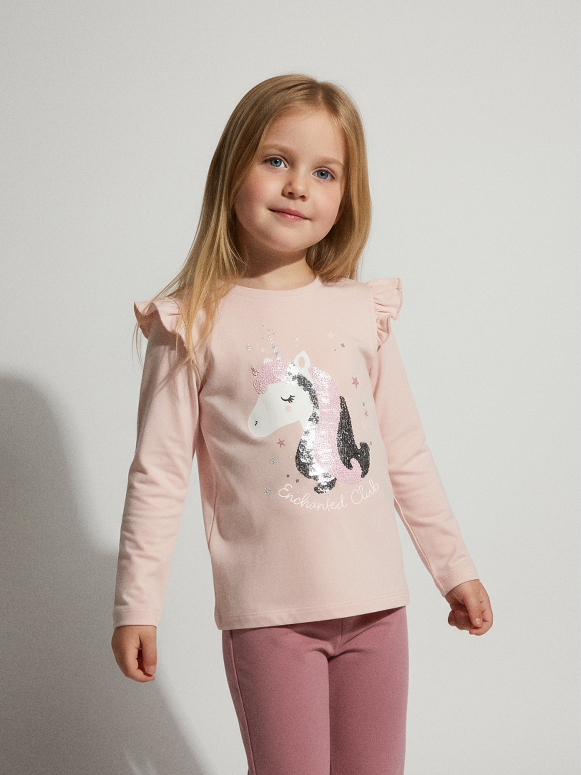 Sinsay - Bawełniana koszulka z ozdobnymi cekinami - różowy