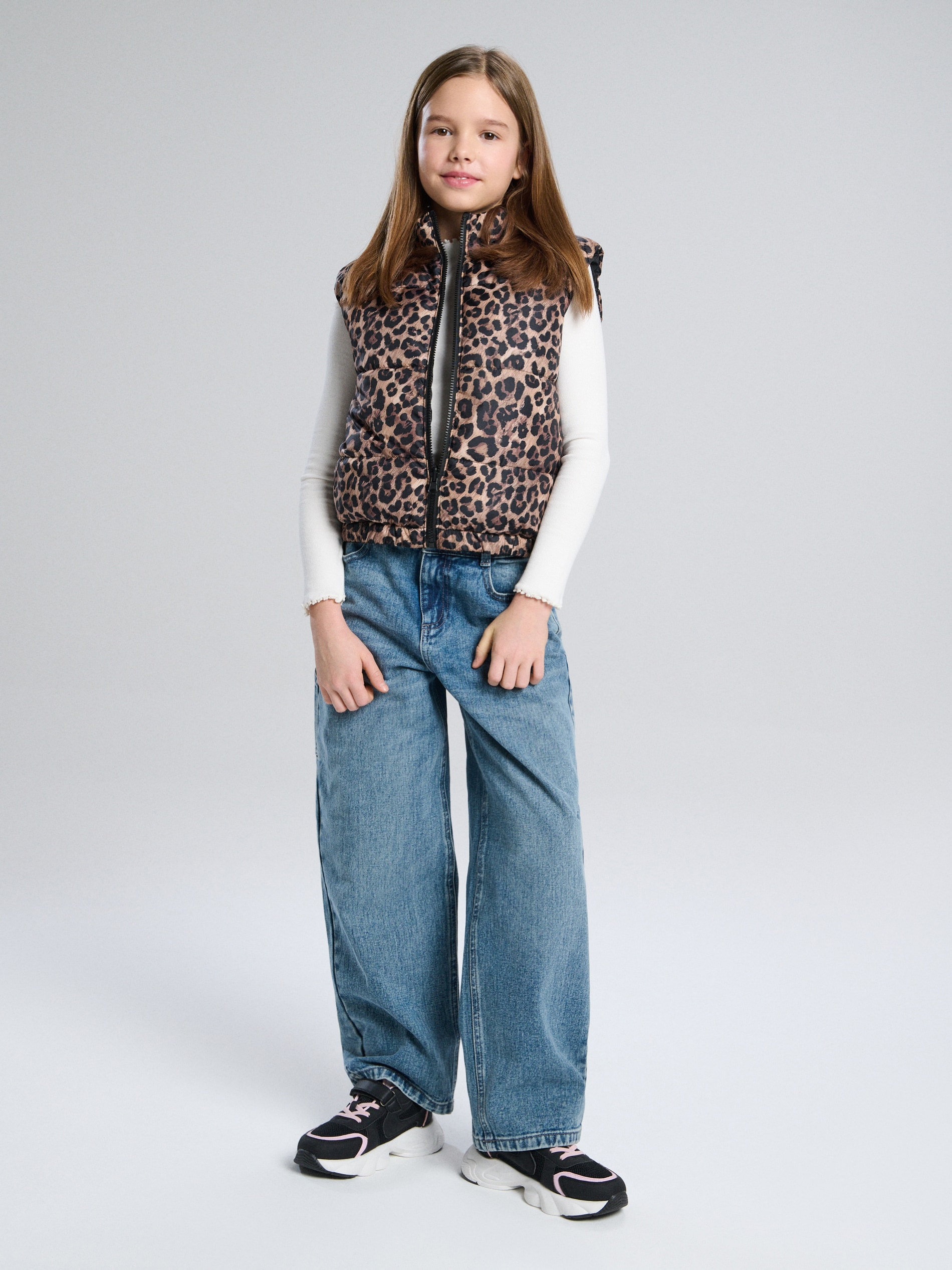 Sinsay - Dwustronna pikowana kamizelka w cętki - czarny