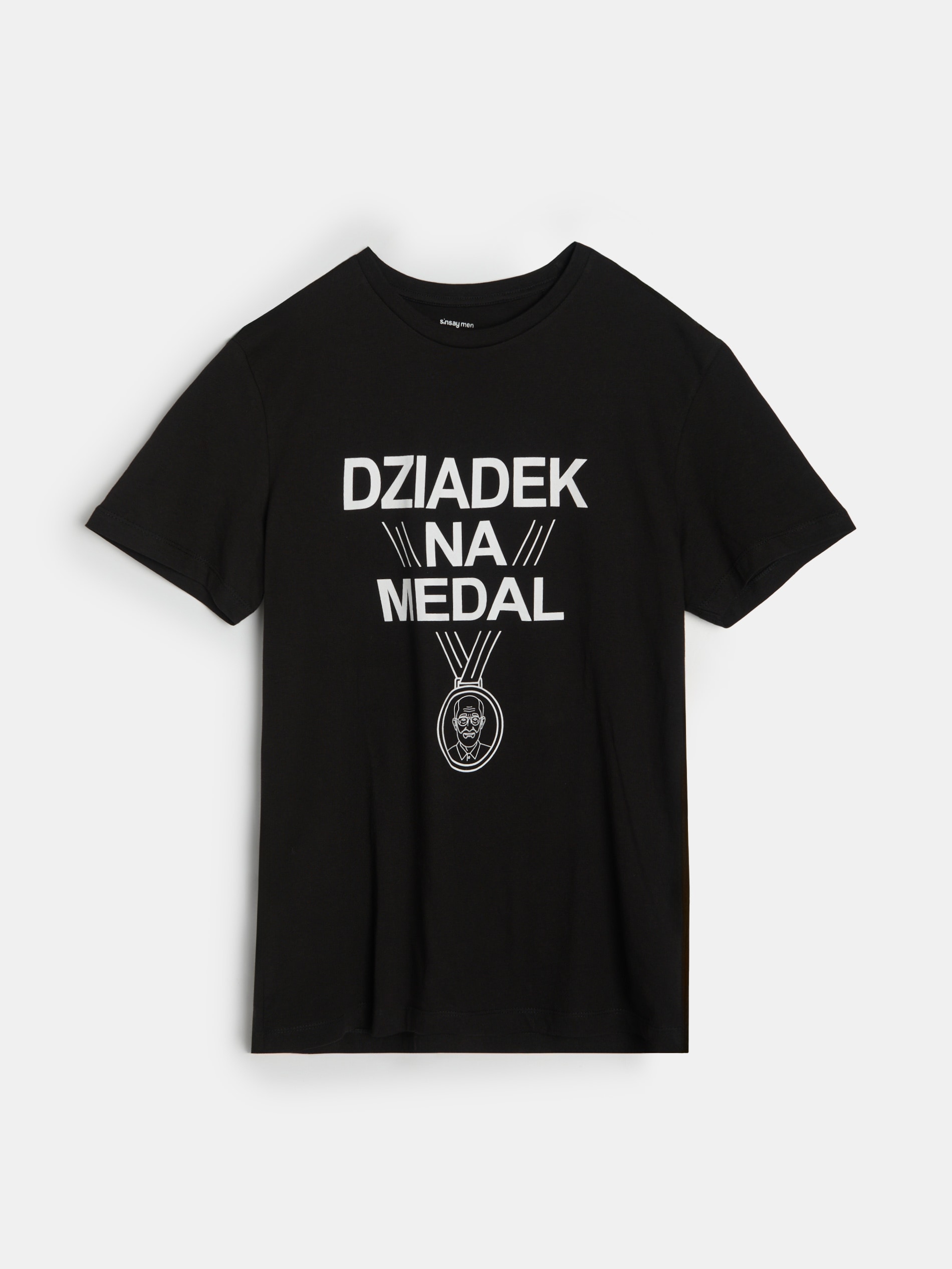 Sinsay - Bawełniana koszulka z napisem na dzień dziadka - czarny