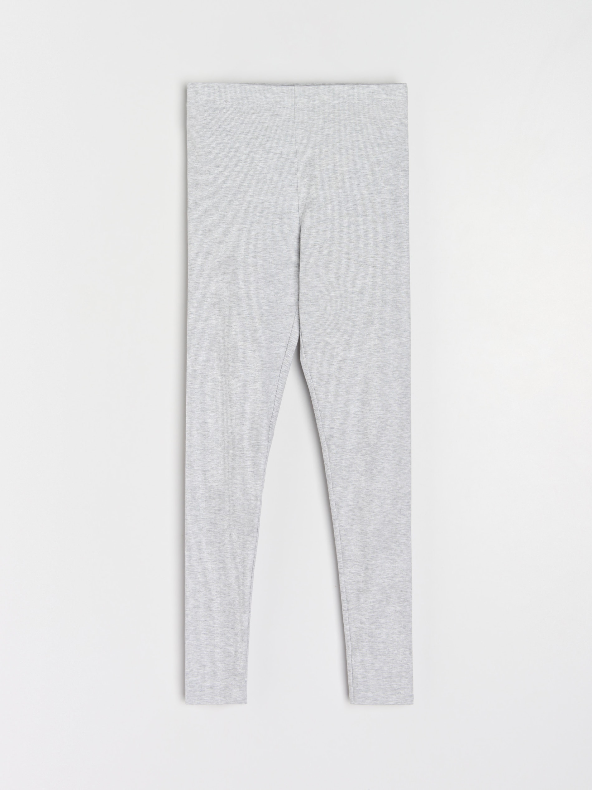 Sinsay - Prążkowane legginsy z gumką w pasie - szary