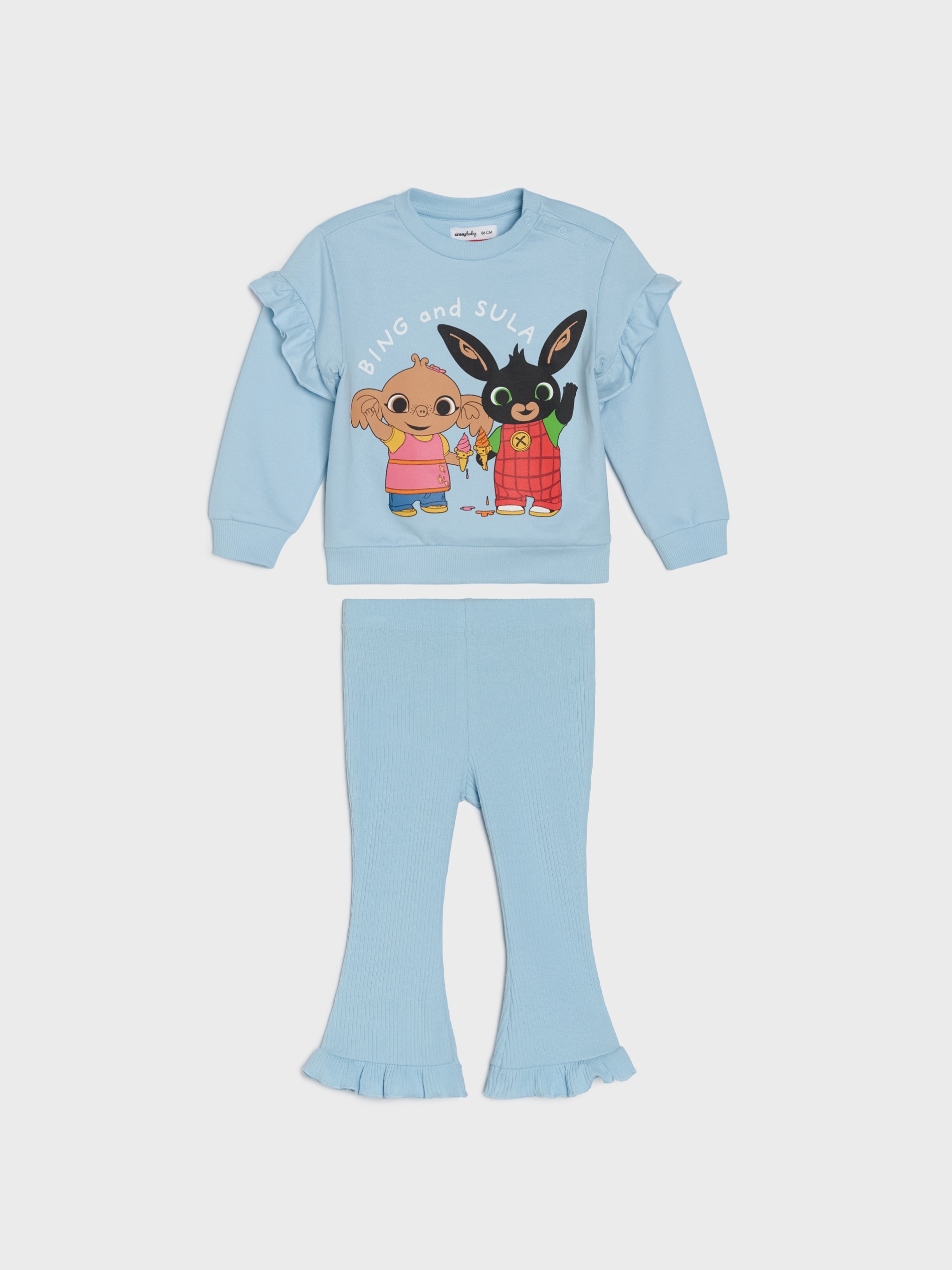 Sinsay - Bawełniany komplet: bluza i spodnie Bing - niebieski