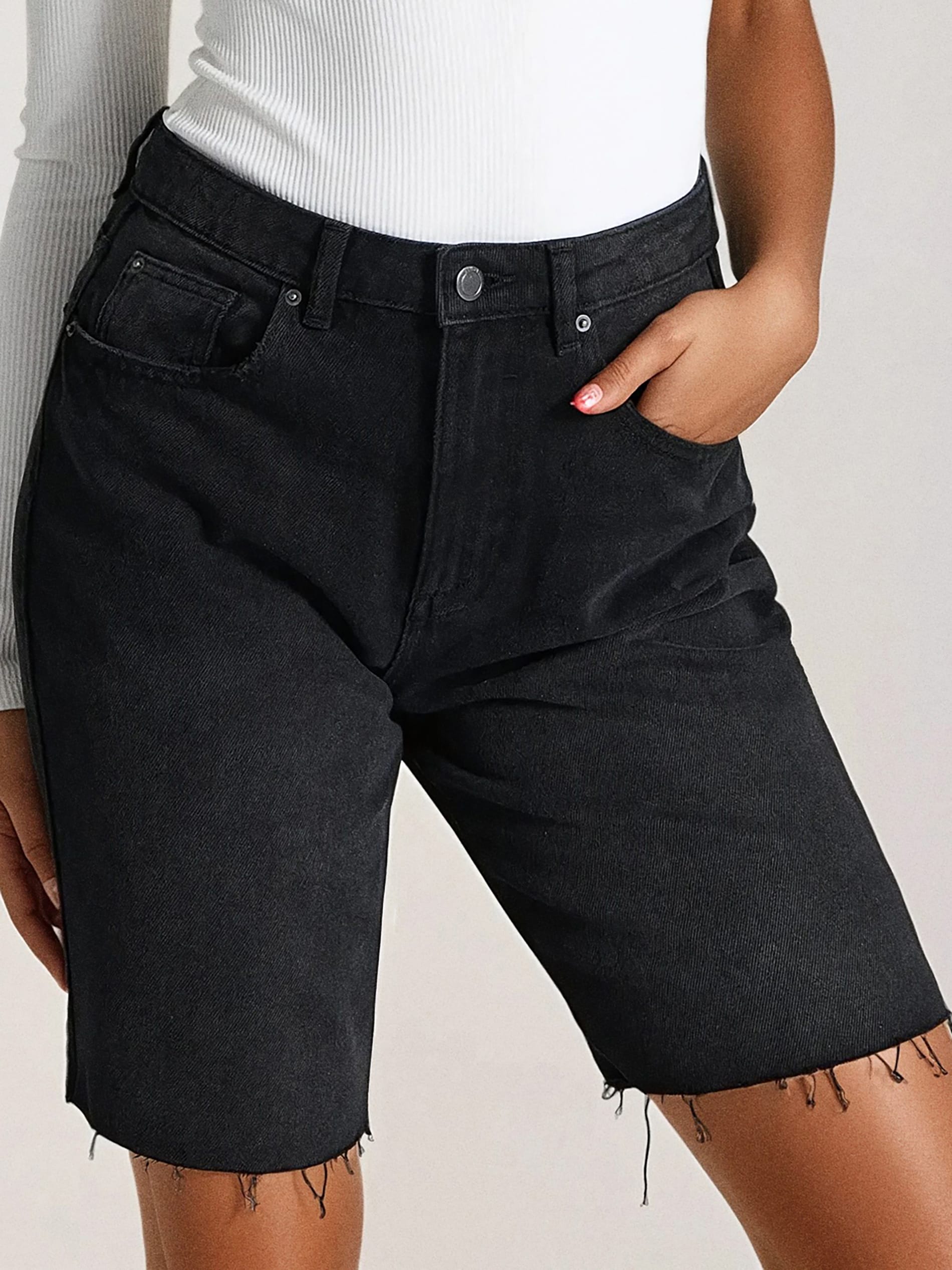 Sinsay - Bermudy jeansowe - czarny